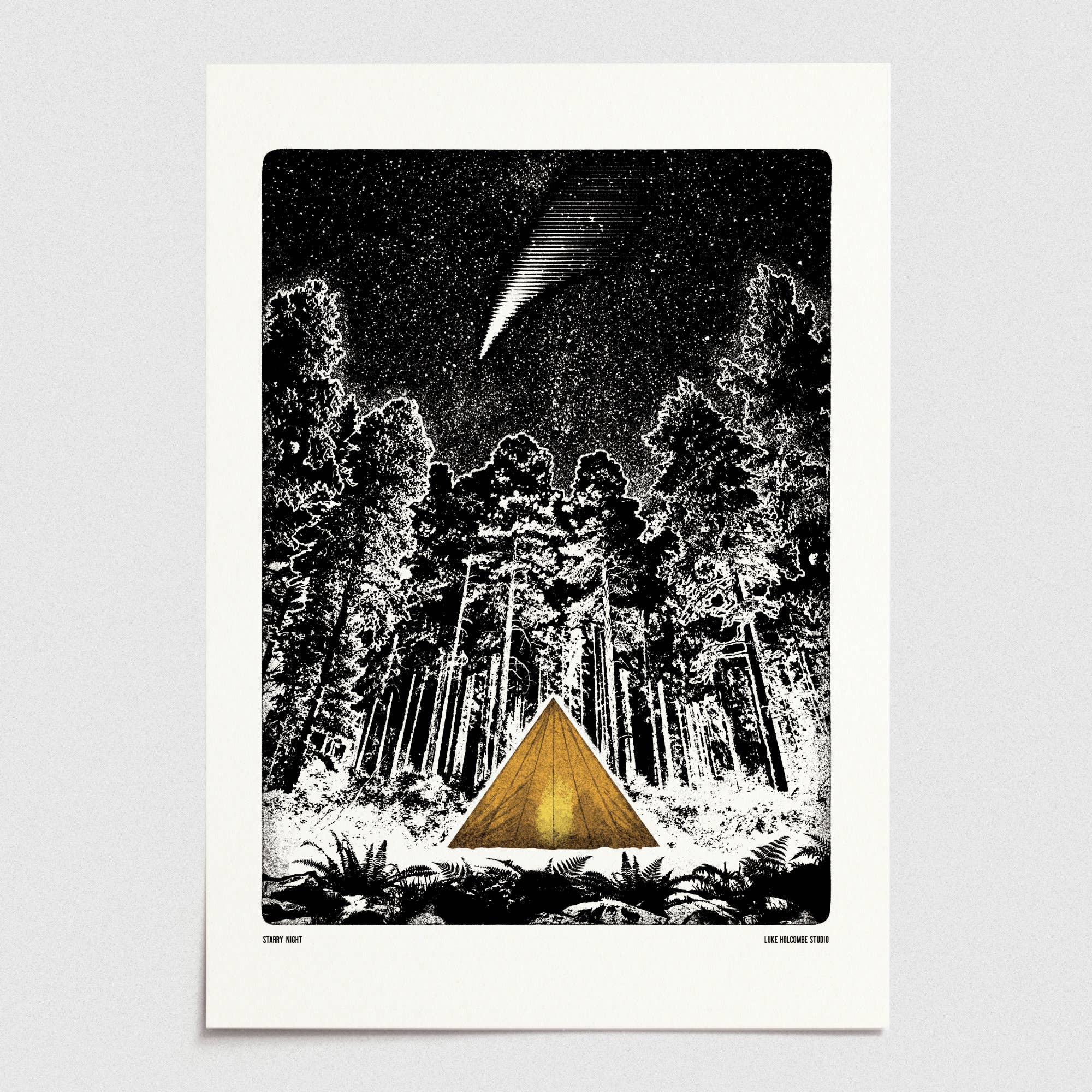 Starry Night, Digital Print (A4, A3) Stars, Camping, Forest: A4