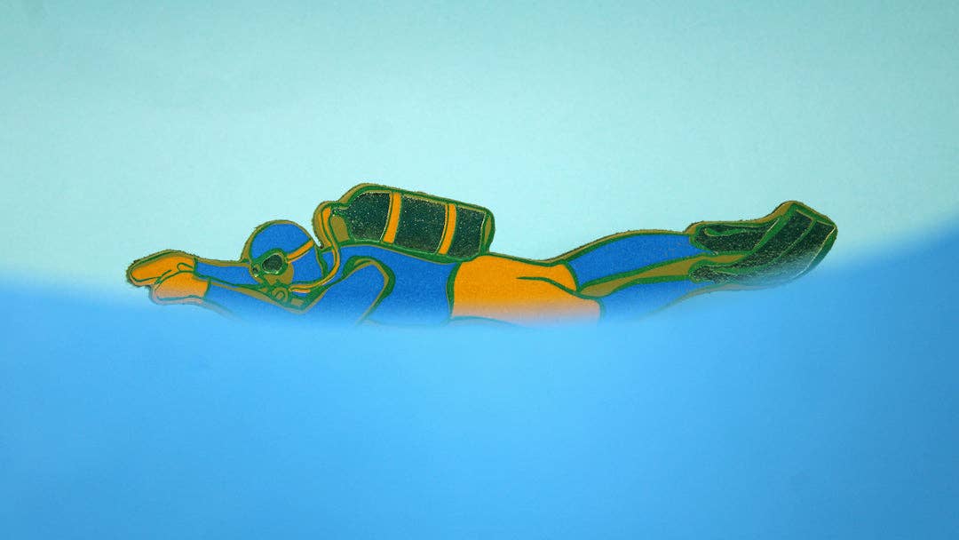 Scuba Diver Bookmark: Apple