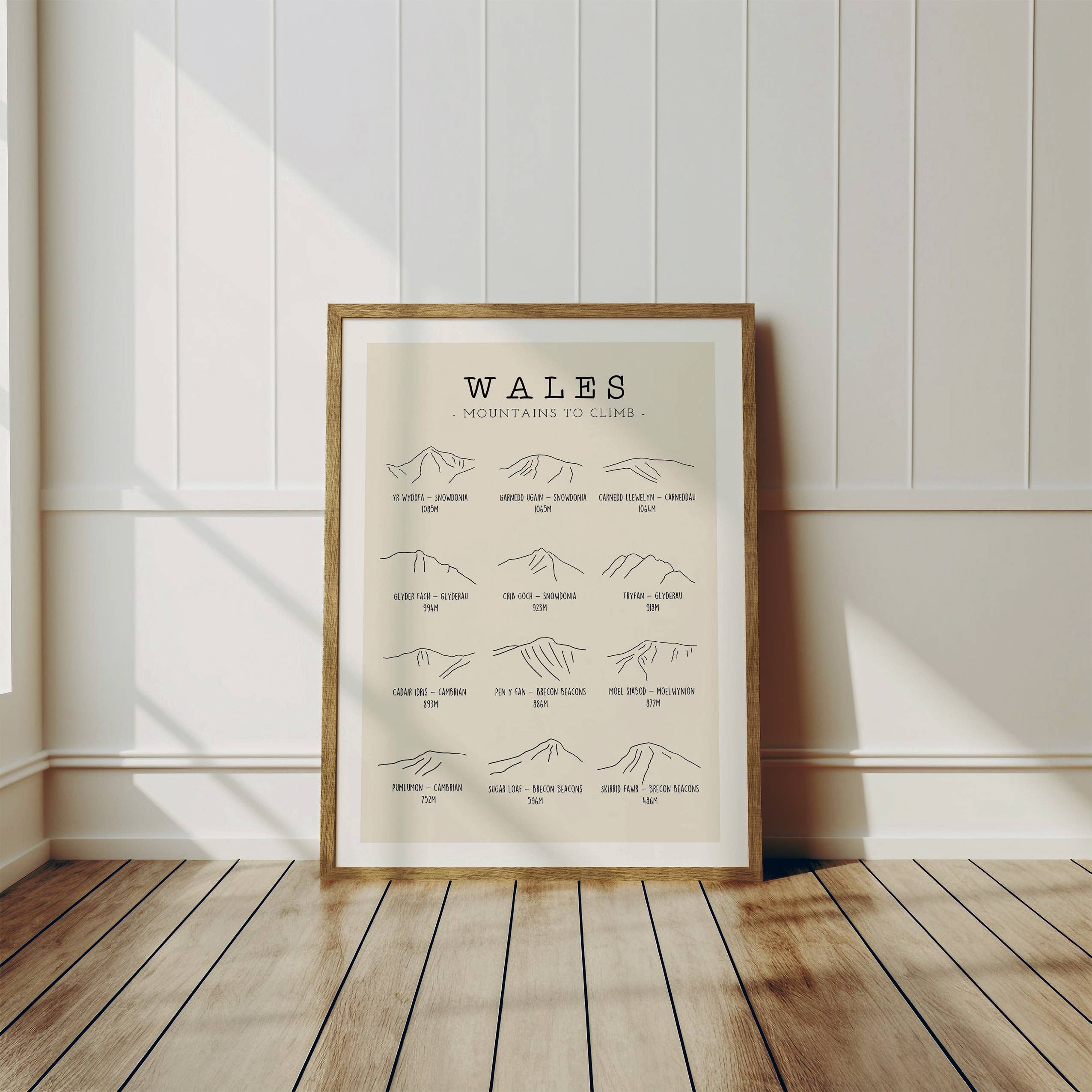 Wales Minimalist Mountain Line Art Print : A3
