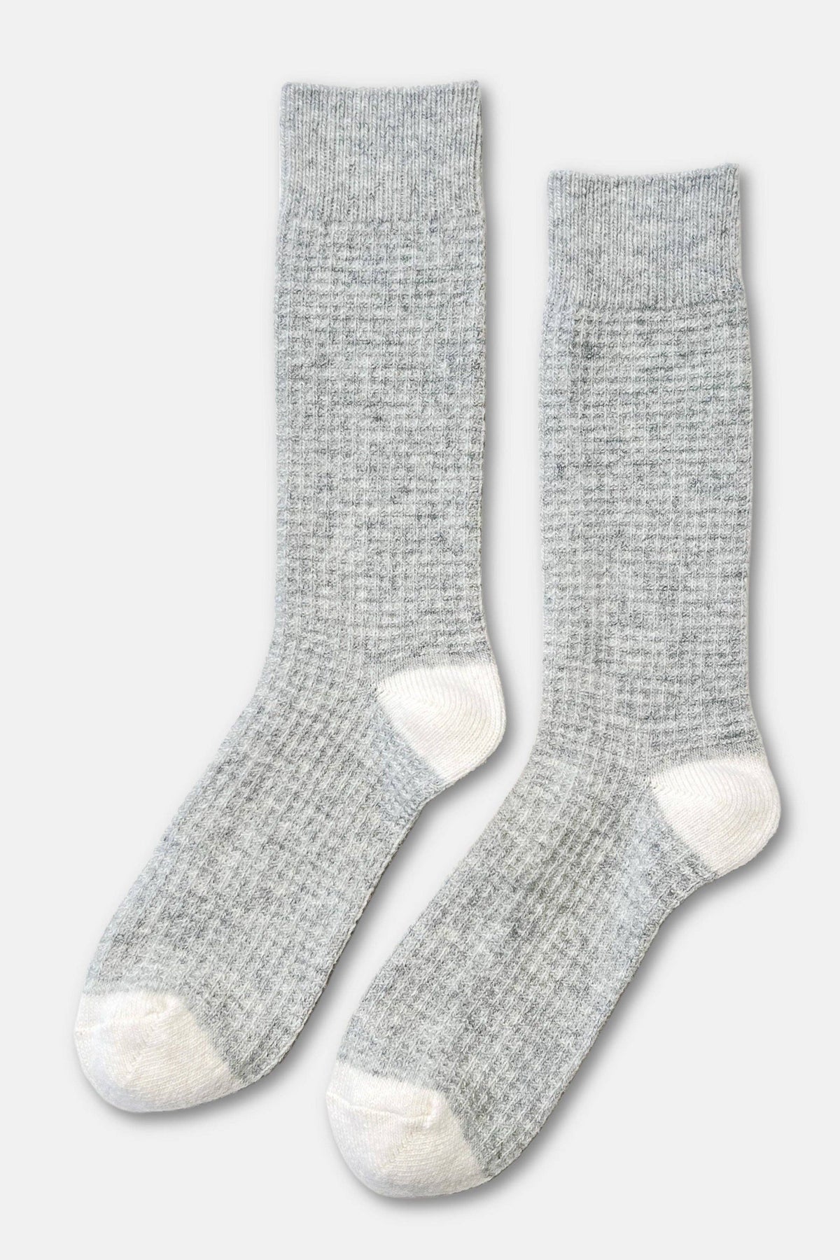 Extended Wool Waffle Socks : Denim/Stone