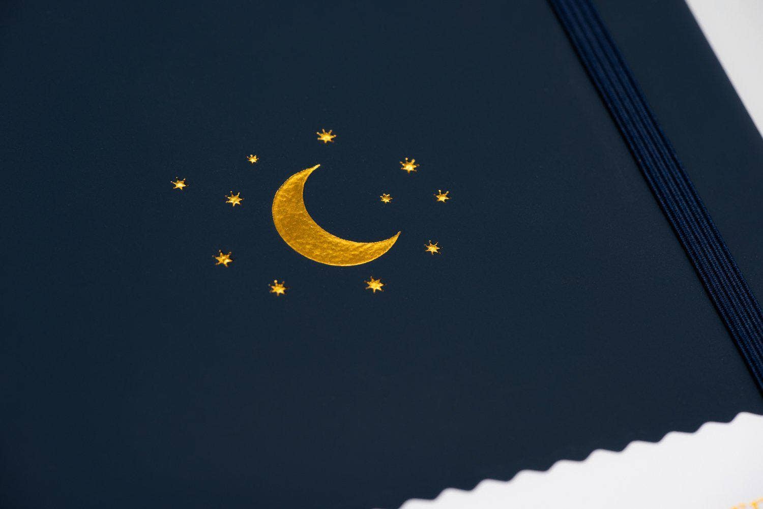 A5 Dot Grid Journal - Moon and Stars: Midnight Blue