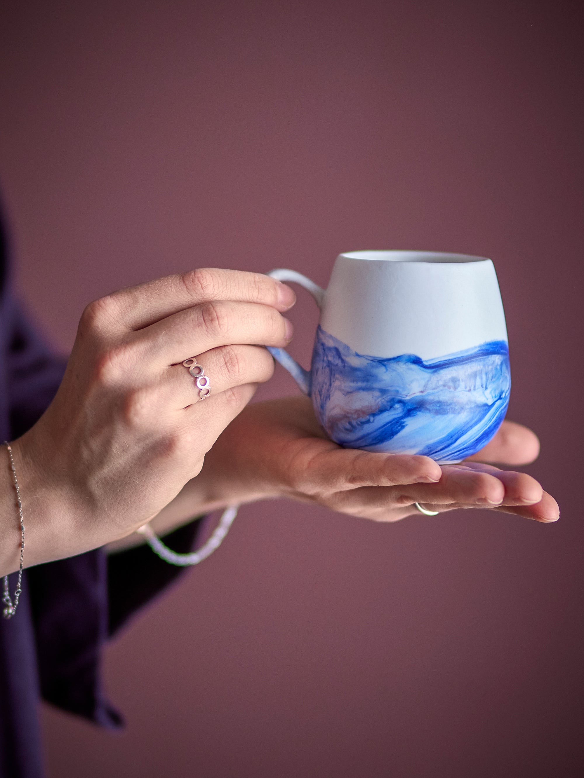 Lyre Cup, Blue, Stoneware