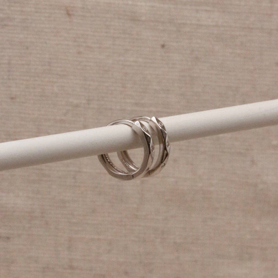Silver Marquise Huggie Hoops: Pair