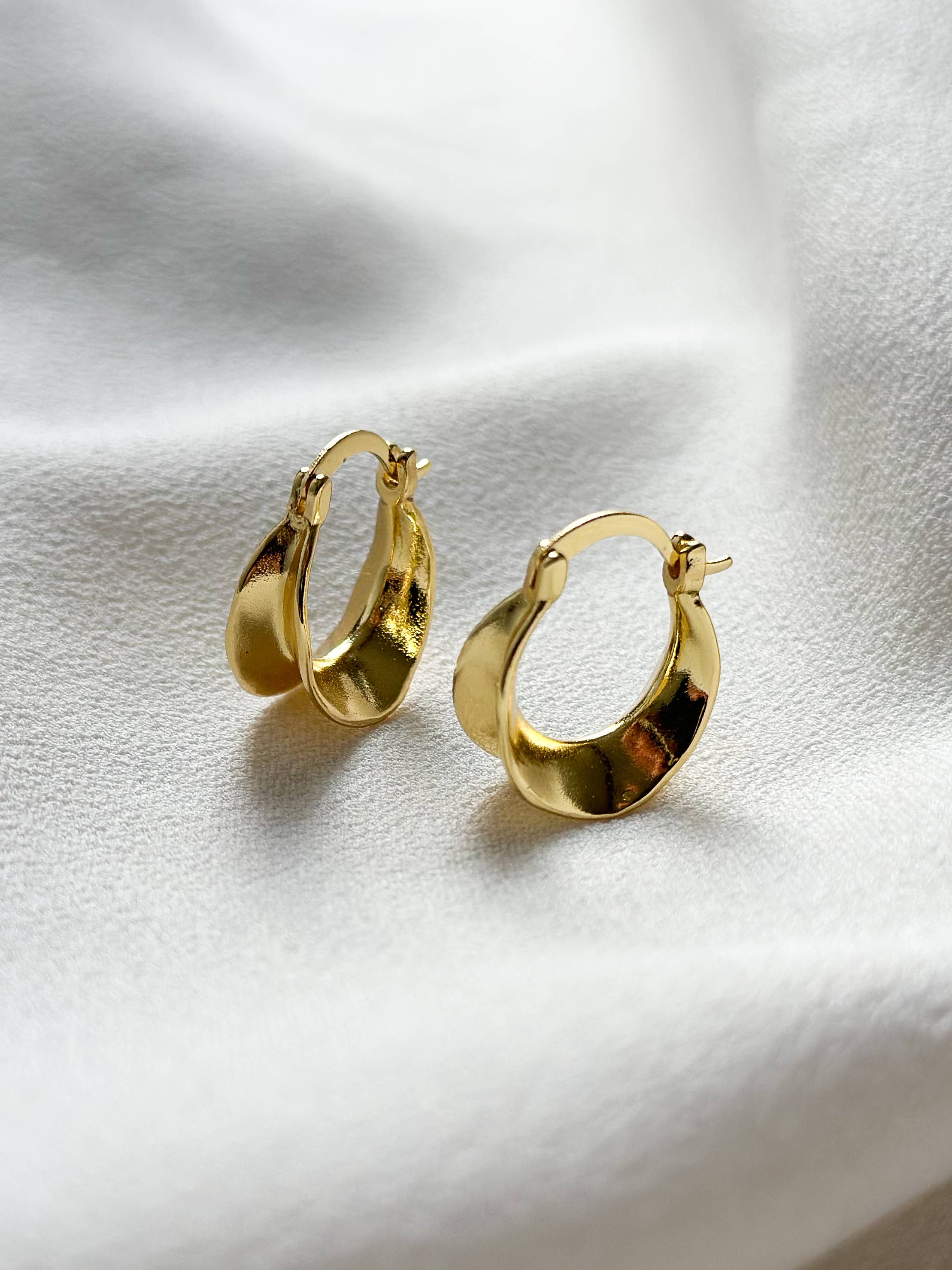 18k Gold Plated Folded Hoop Earrings