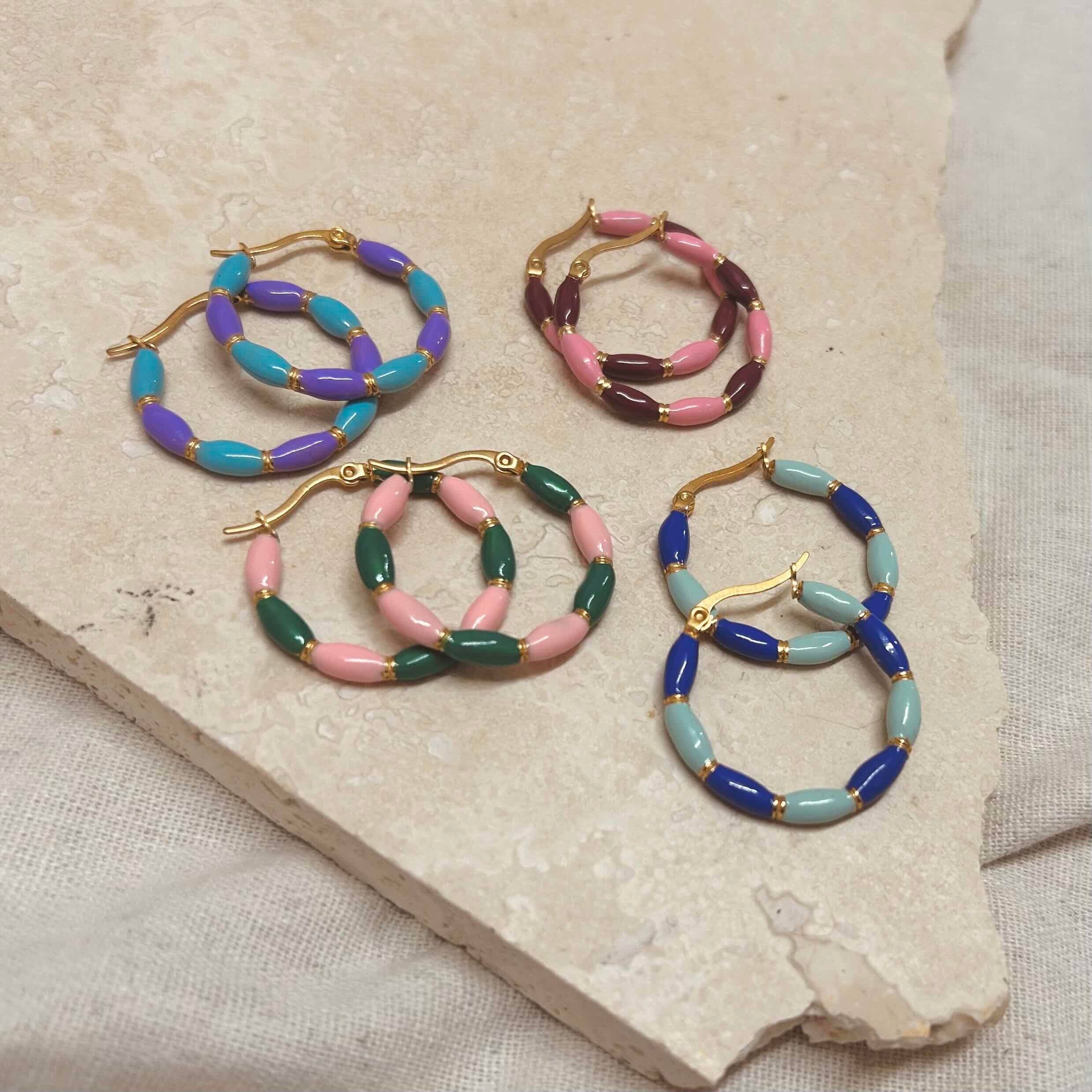 Everyday Candy Stripe Hoops: Light Blue + Dark Blue
