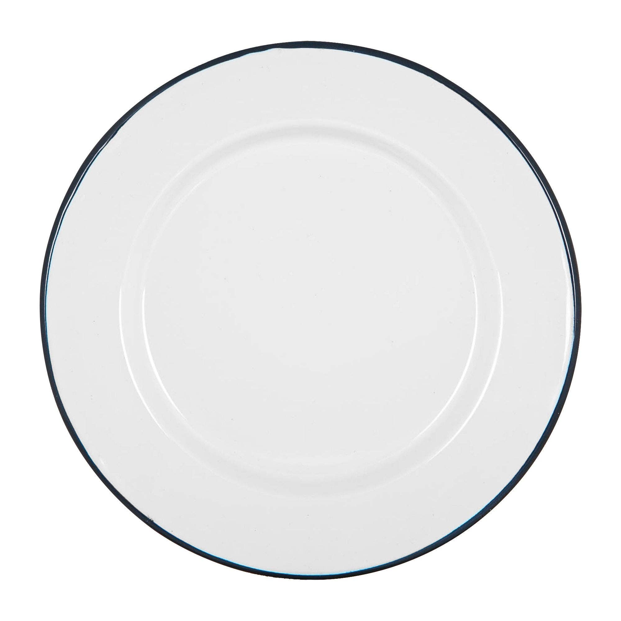 Argon Tableware White Enamel Dinner Plate - 25.5cm - Navy
