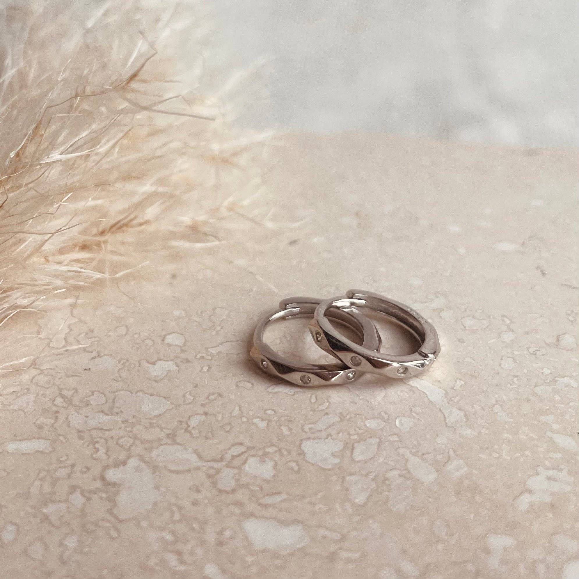 Silver Marquise Huggie Hoops: Pair