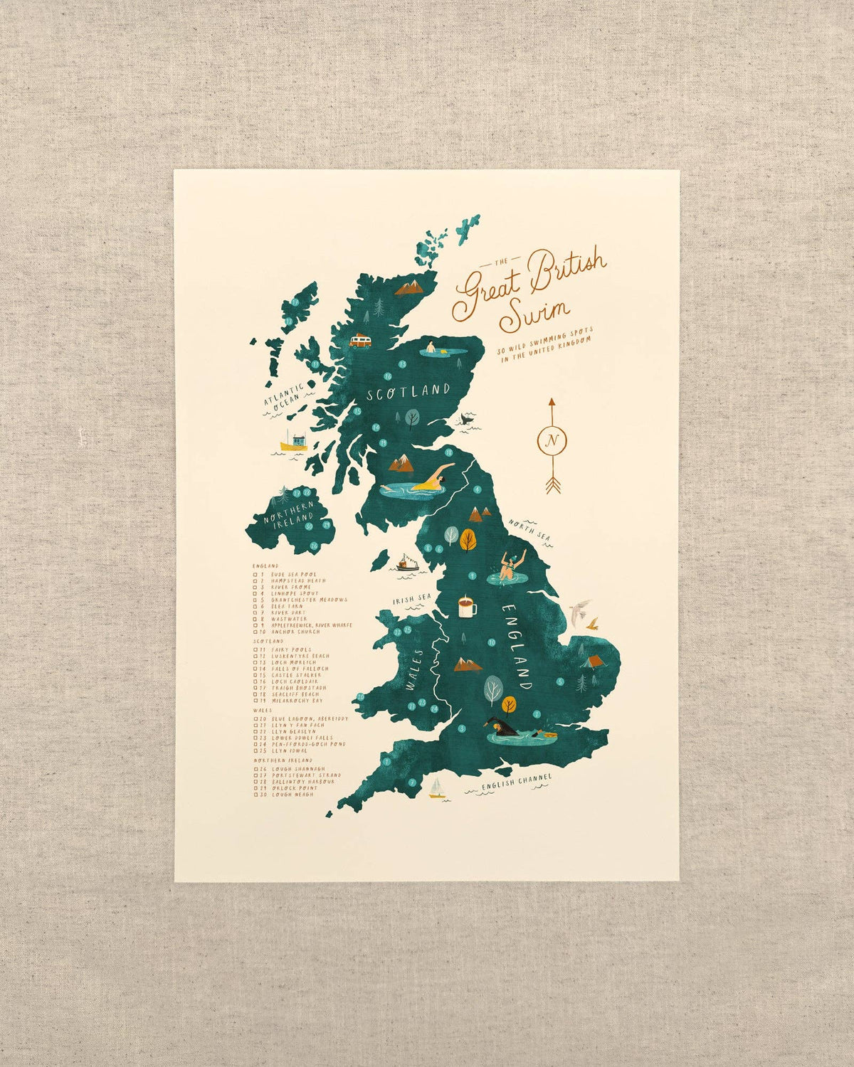 Great British Swim A3 Map Checklist: Print Only