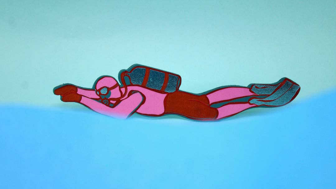 Scuba Diver Bookmark: Apple