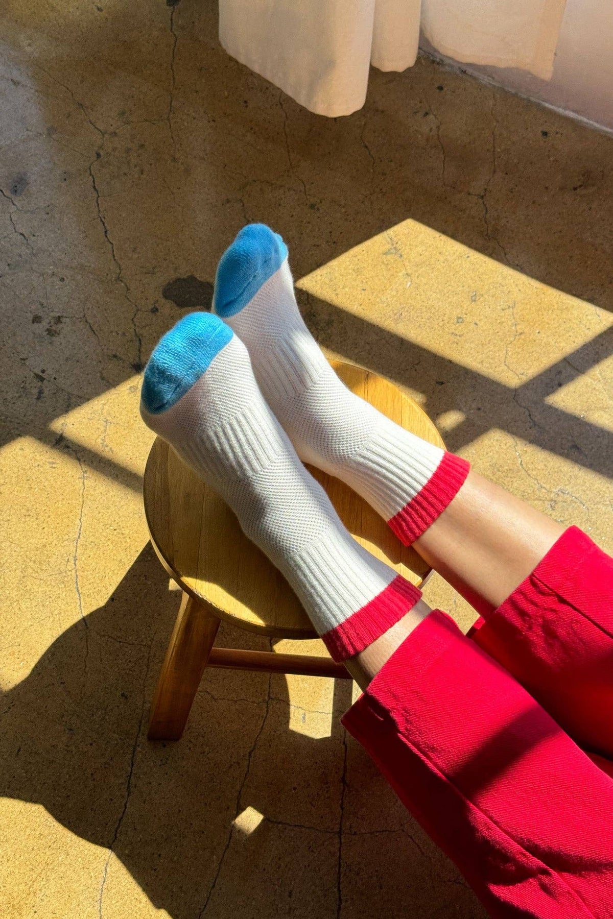 Color Block Girlfriend Socks : Yellow Blue