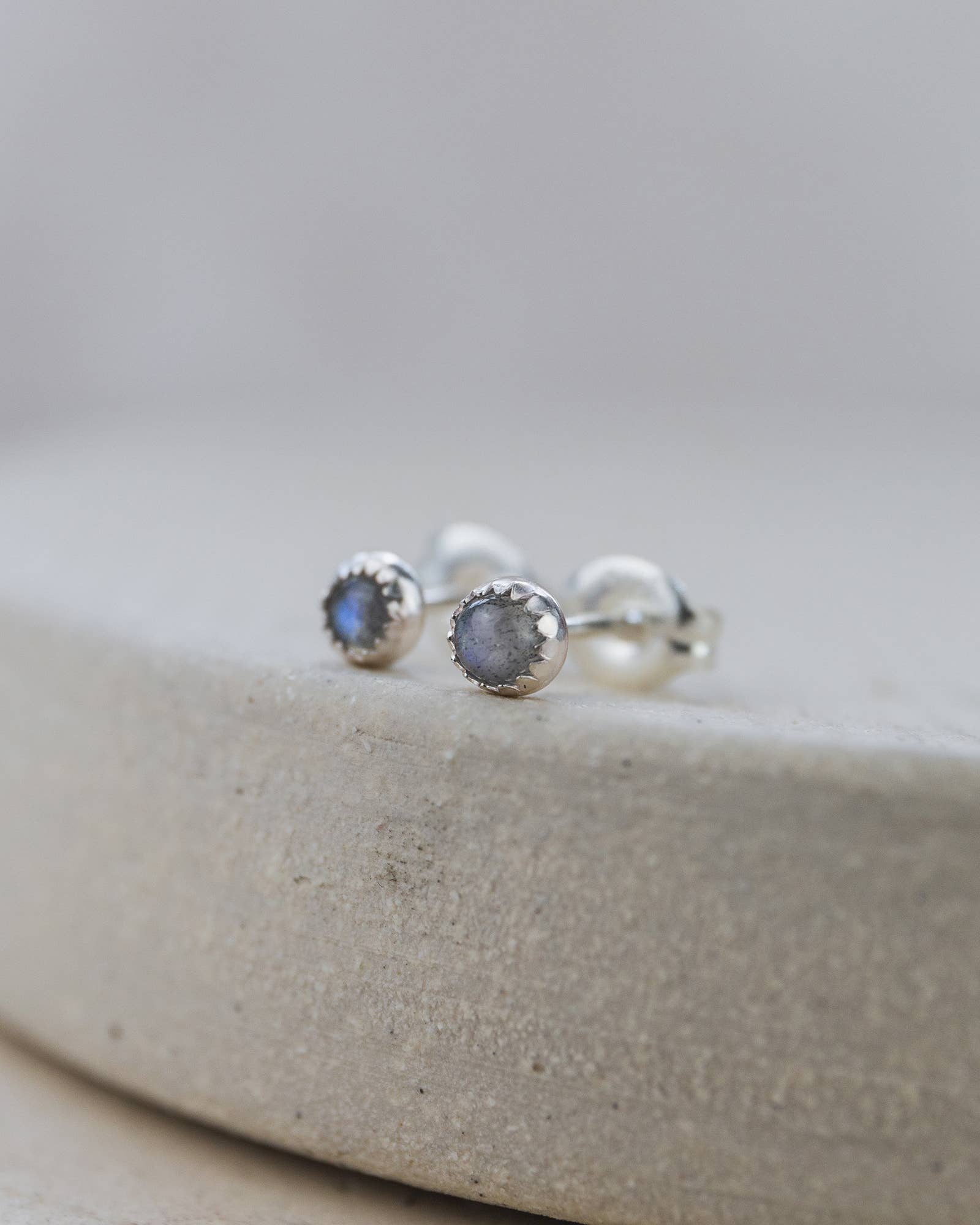 Sterling Silver Gemstone Mini Studs: Ruby