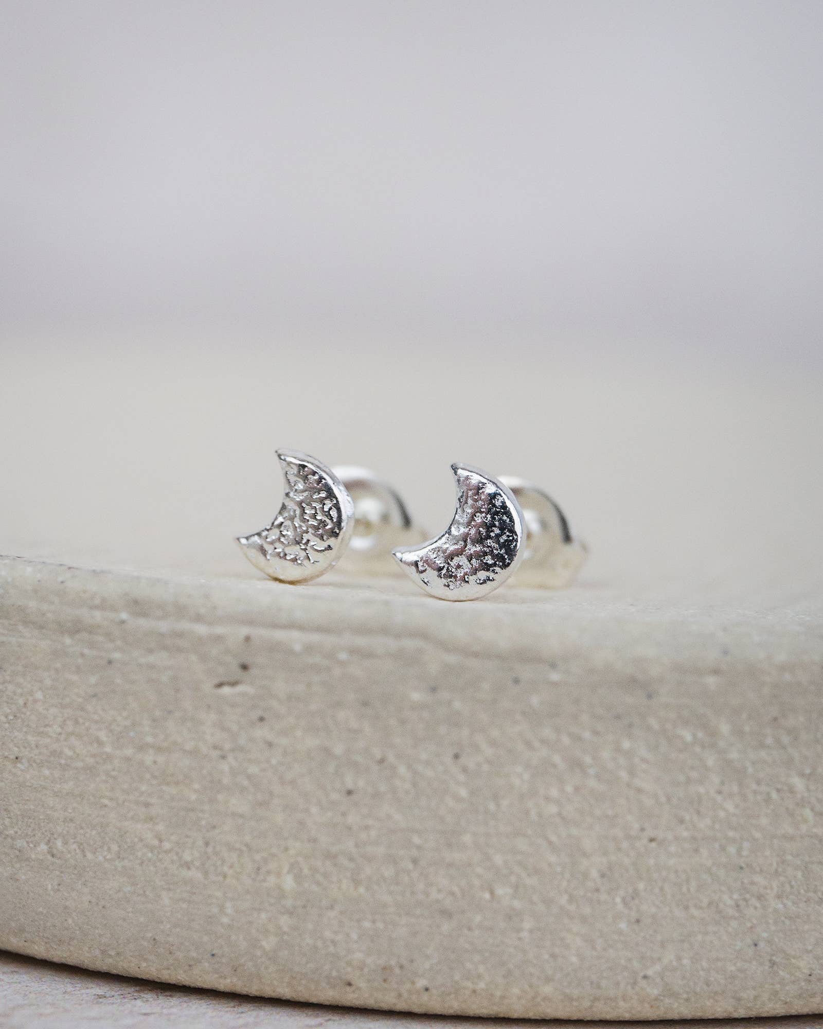 Sterling Silver Mini Moon Studs