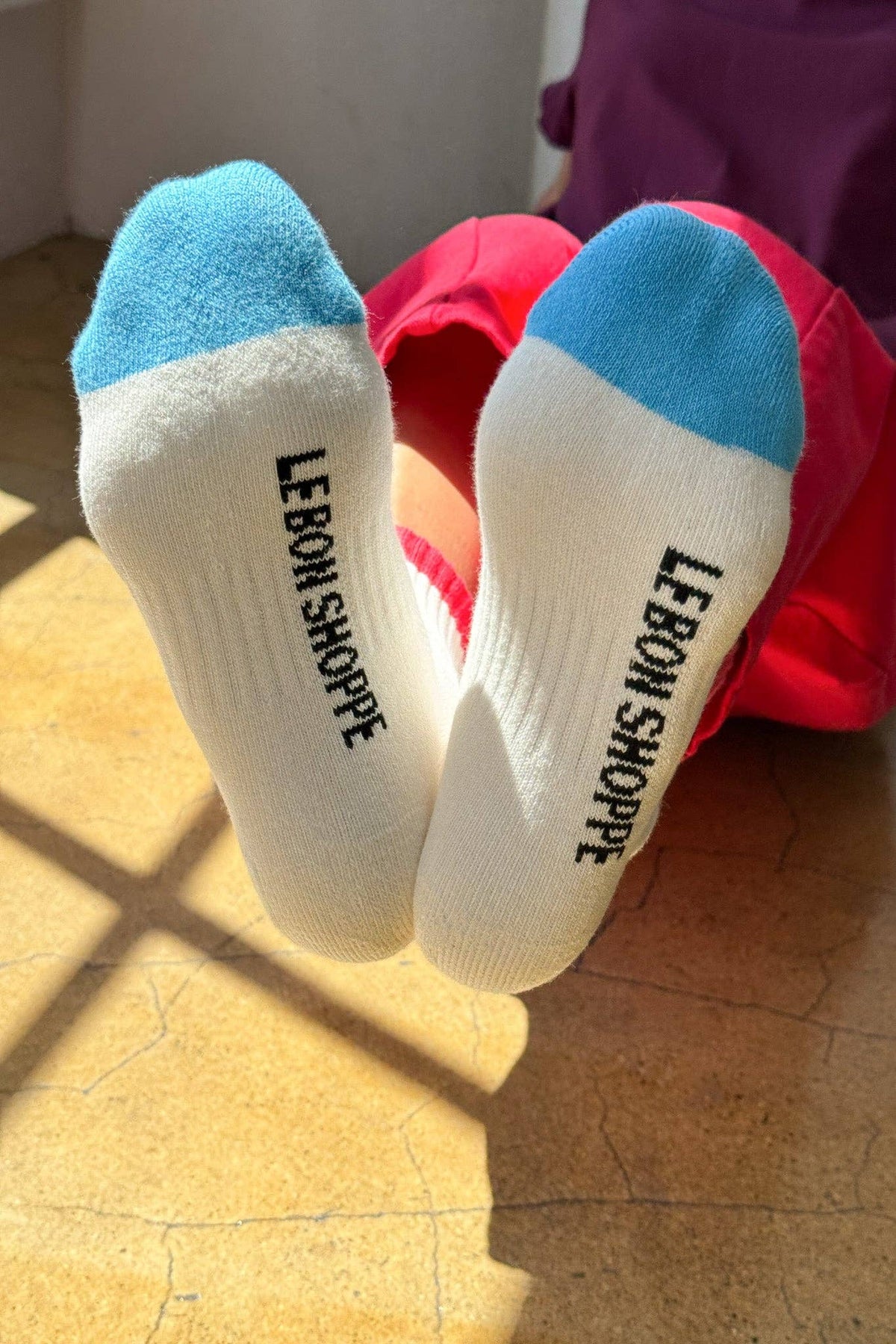 Color Block Girlfriend Socks : Yellow Blue