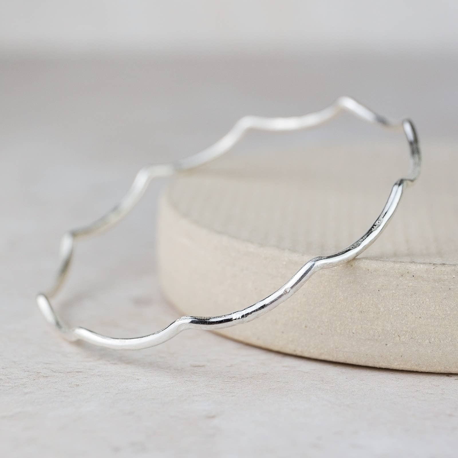 Sterling Silver Geo Wave Bangle: 6.5cm