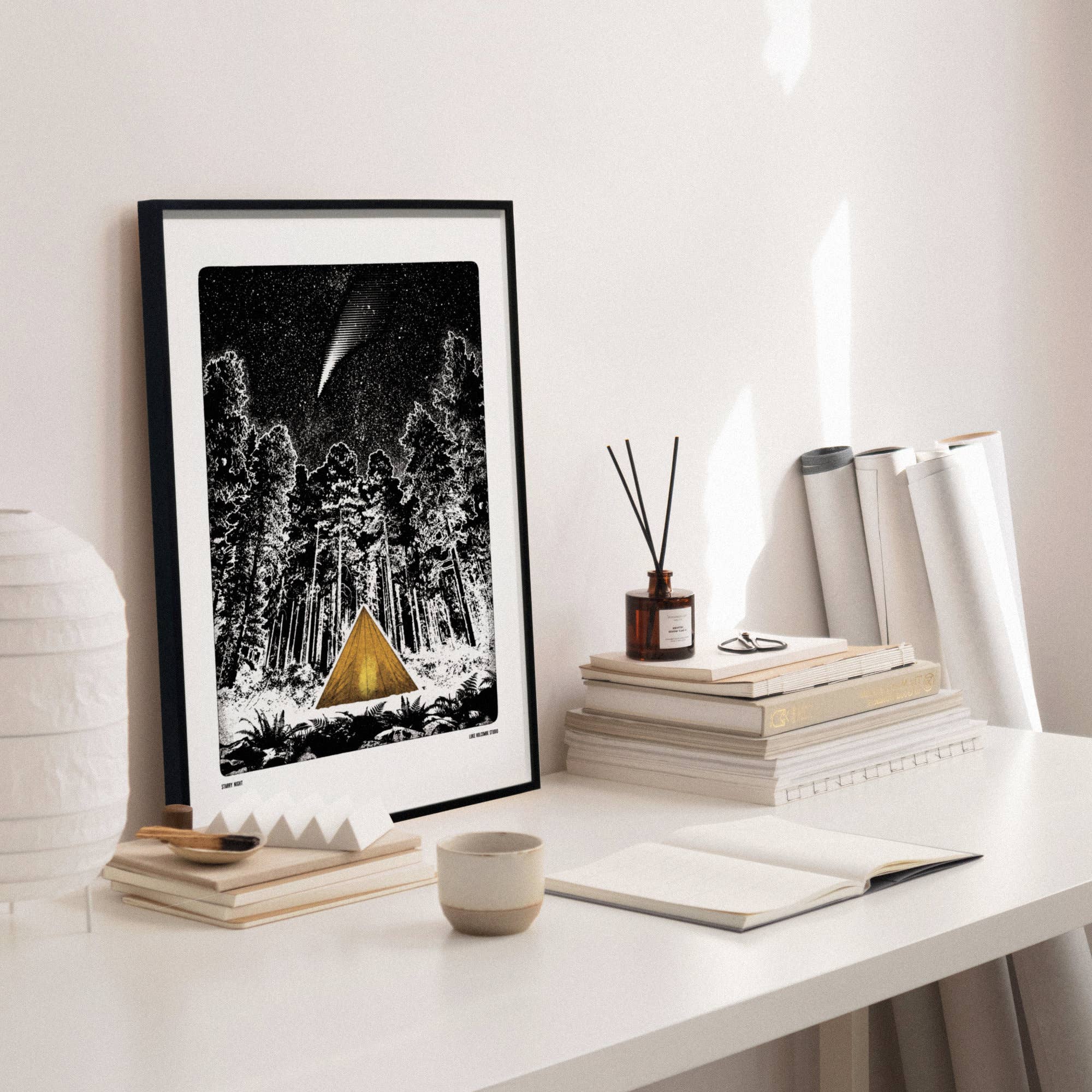 Starry Night, Digital Print (A4, A3) Stars, Camping, Forest: A4