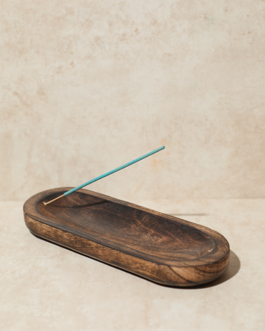 Large Wooden Double Incense Holder Ash Catcher