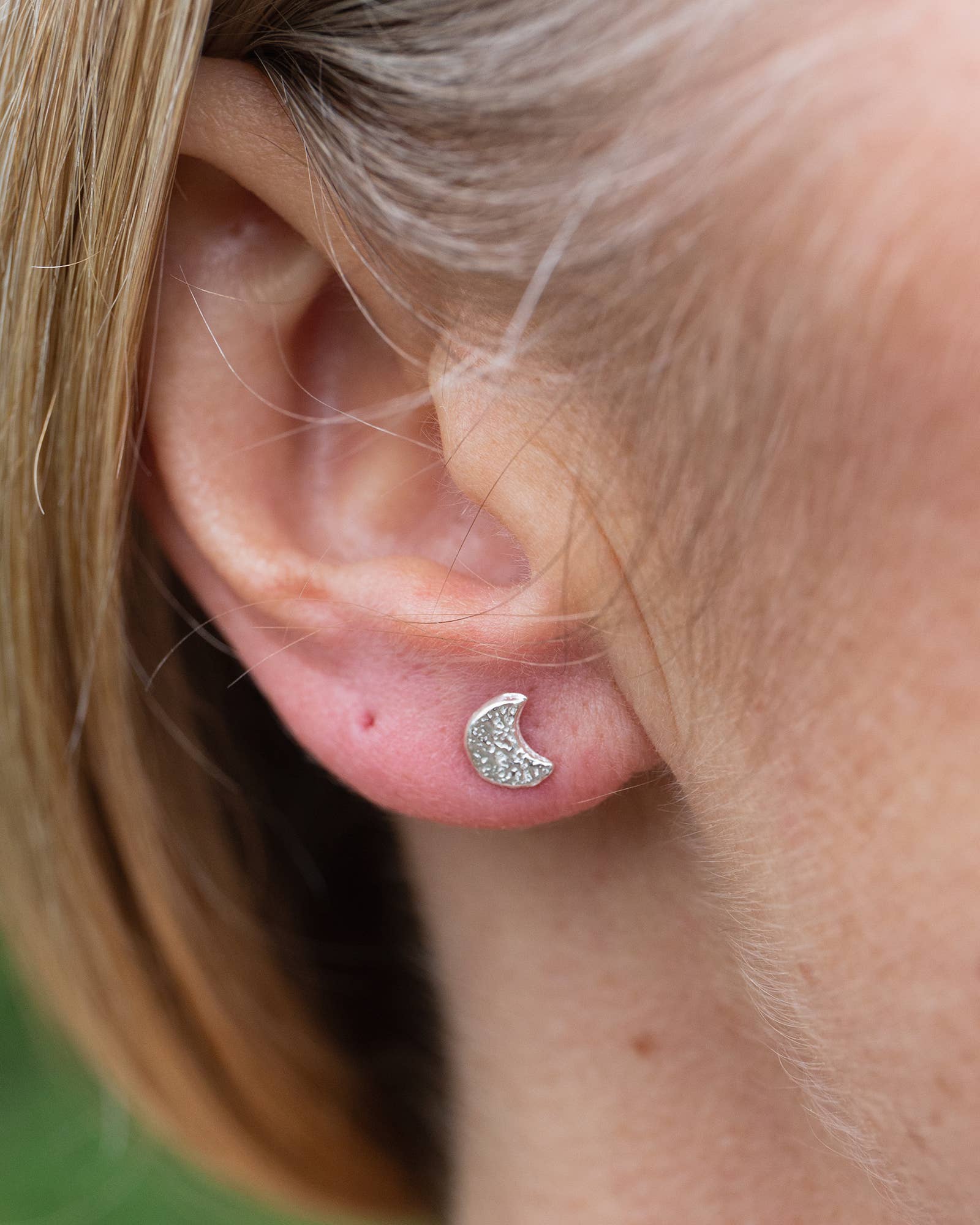 Sterling Silver Mini Moon Studs