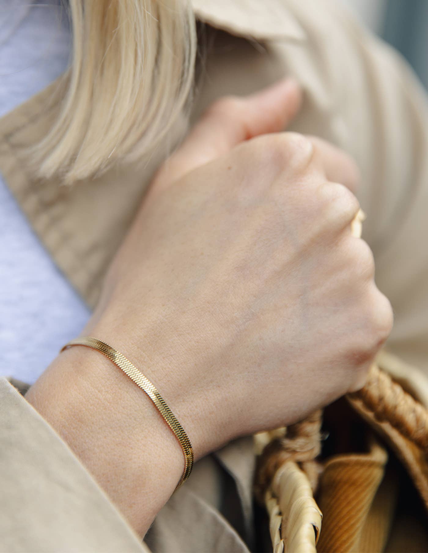Gold Snake Chain Bracelet, Waterproof