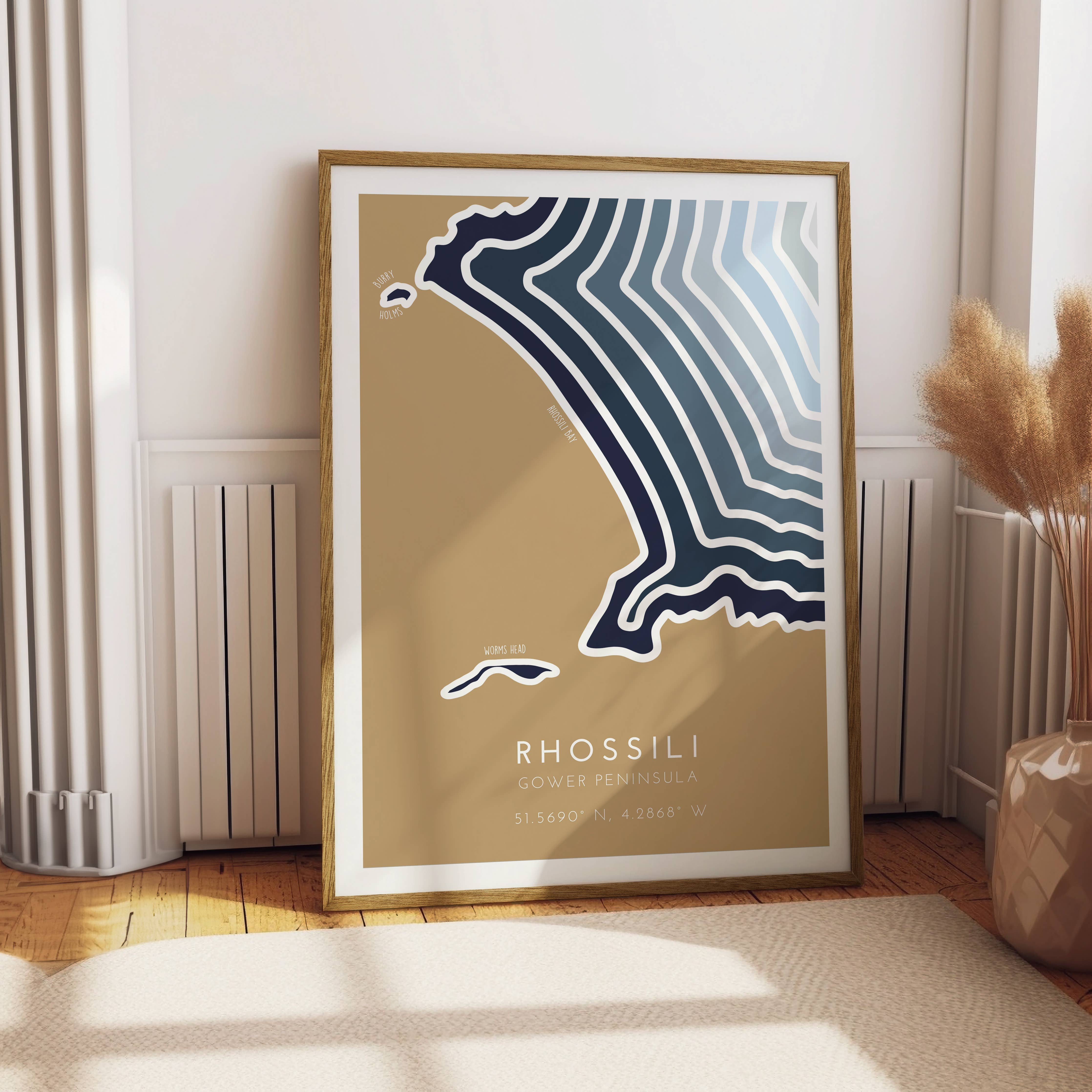 Rhossili Coastline Print - Coastal Wall Art: Sand / A3