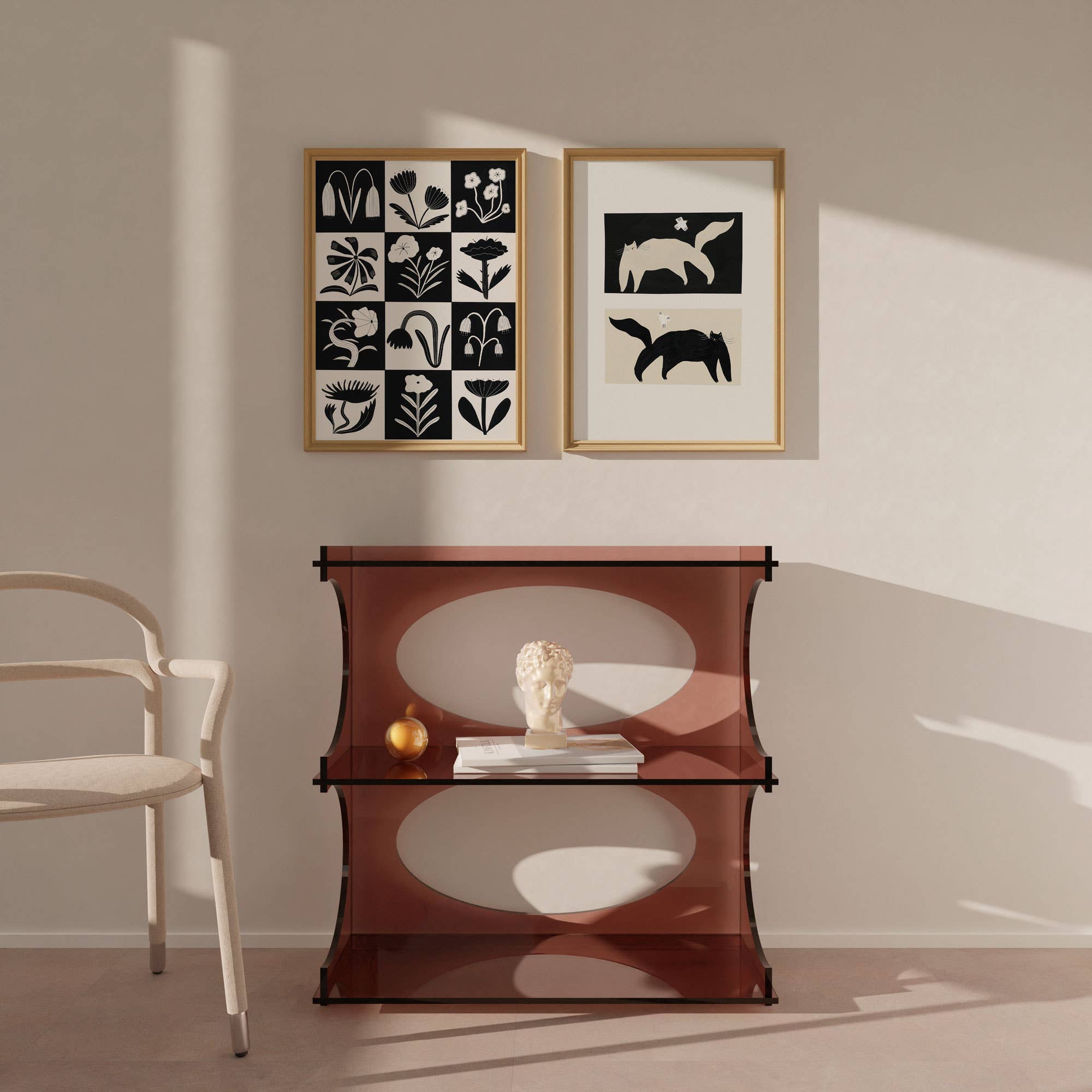Negative / Positive Cats Art Print | Monochrome Wall Art: A3