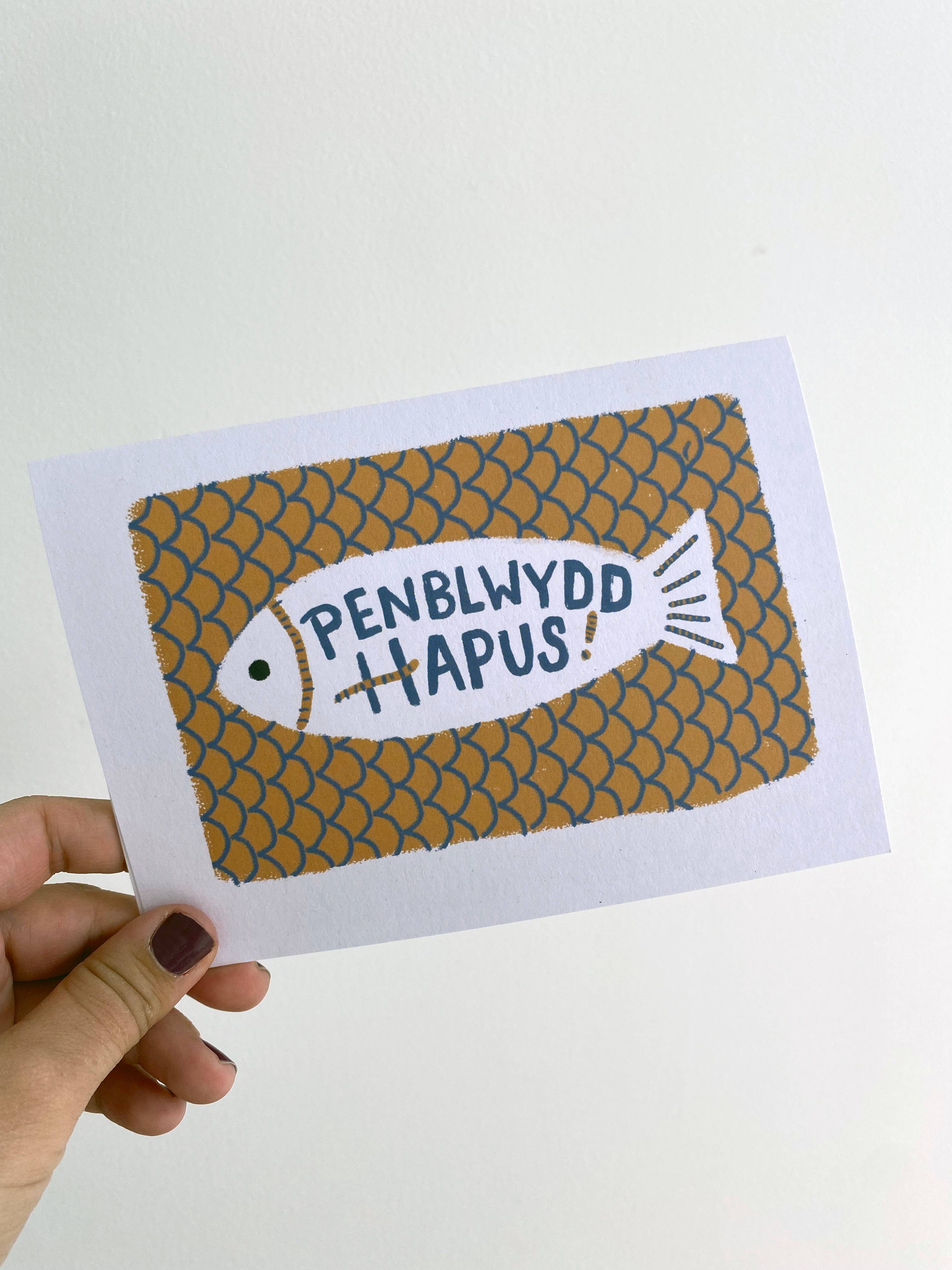 Welsh Language Fish Birthday Card Penblwydd Hapus