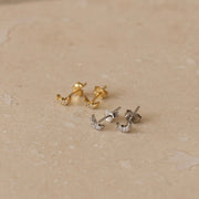 Gold Vermeil | Sterling Silver Mini Moon Stud Earrings: Gold