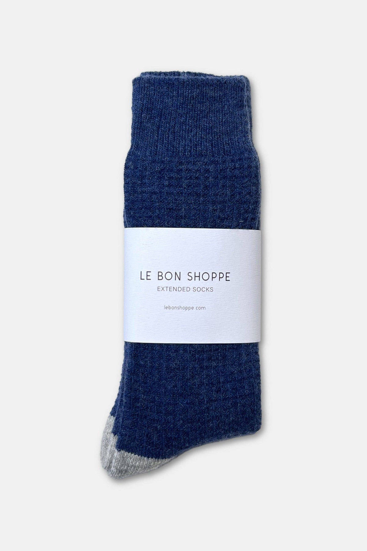 Extended Wool Waffle Socks : Denim/Stone