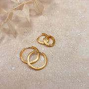 Brushed Gold Minimal Hoops: 9mm