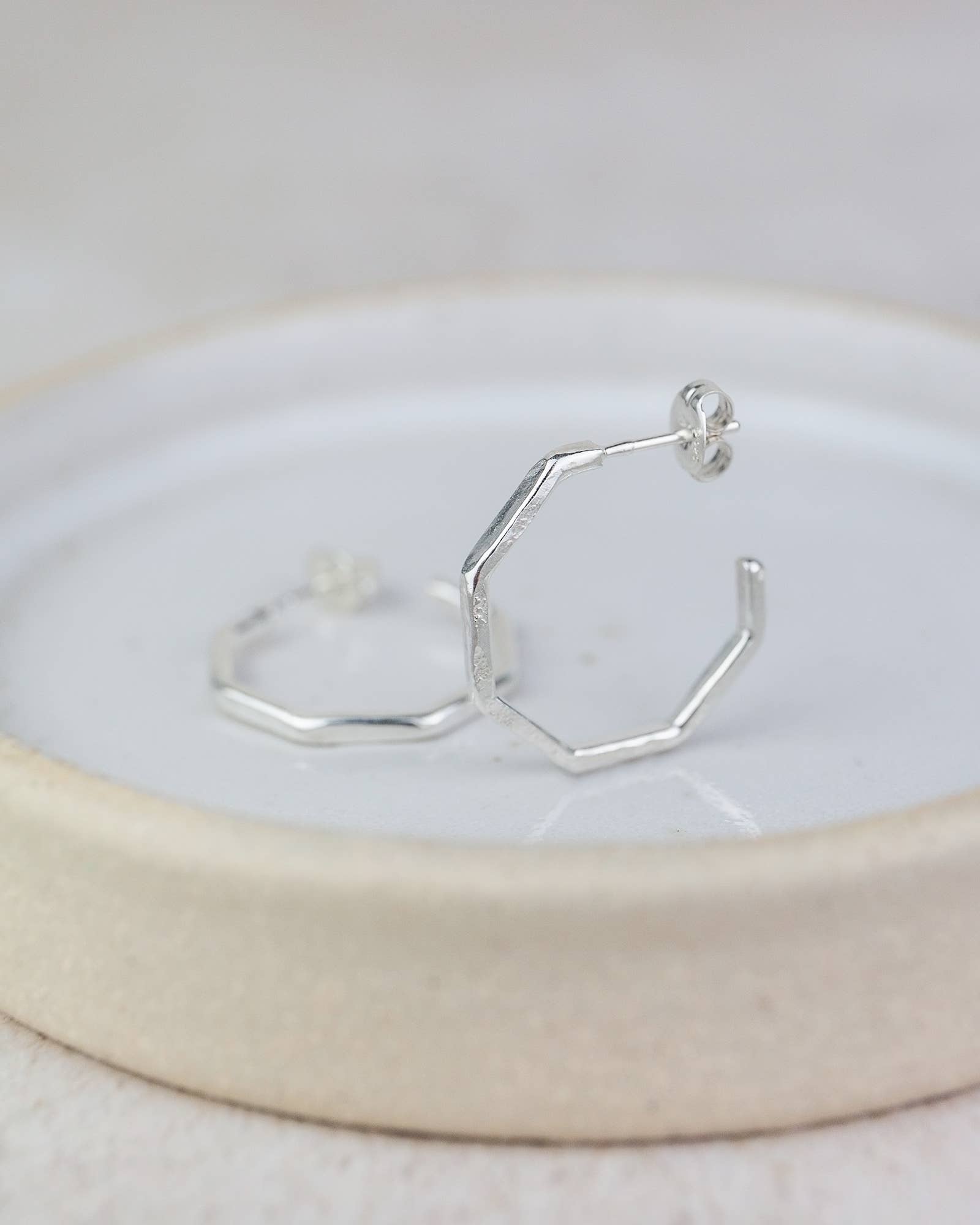 Sterling Silver Octagon Hoops - Everyday