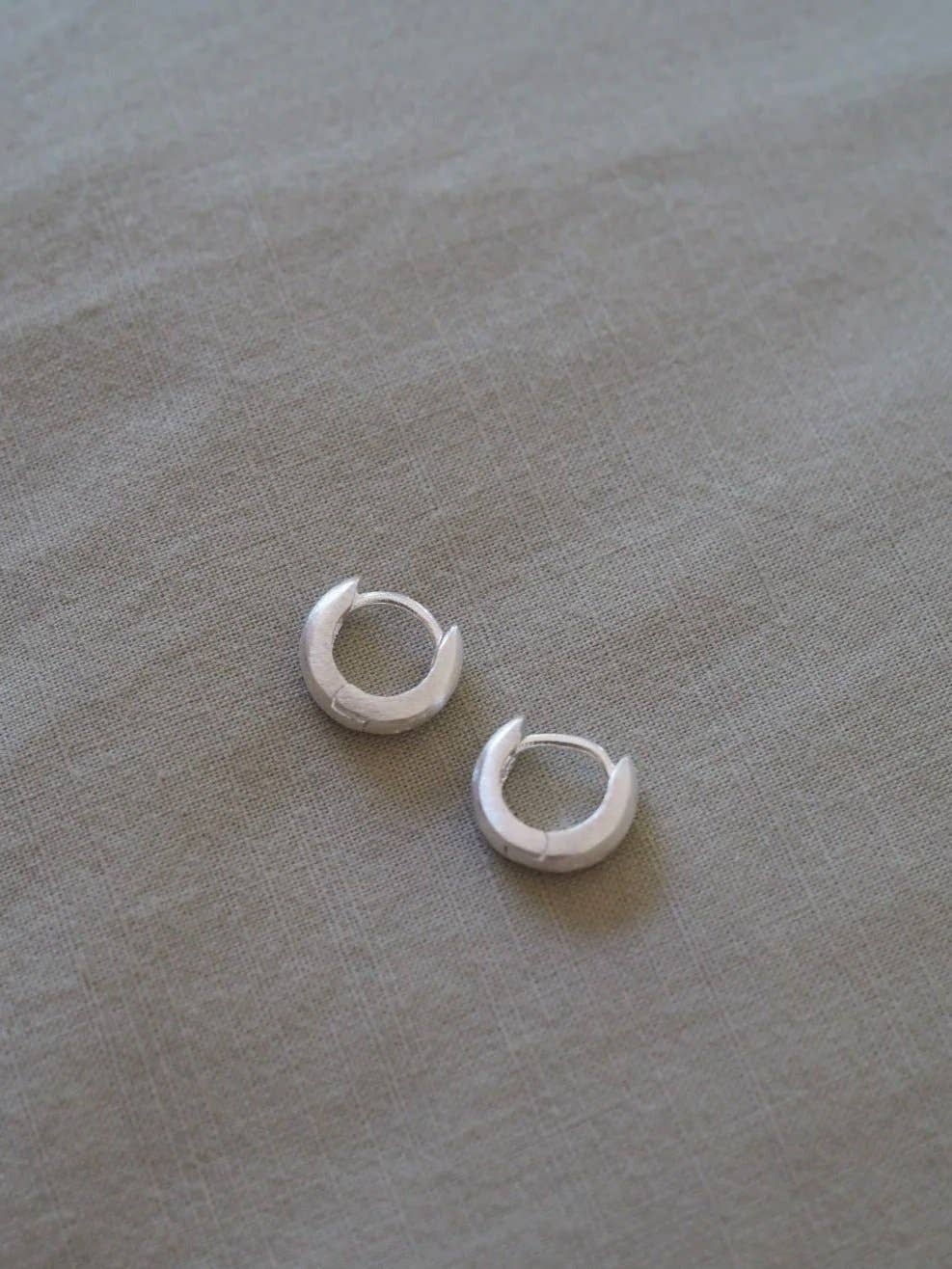 Ida Mini Brushed Silver Huggie Hoop Earrings