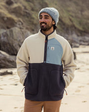 Offgrid 1/2 Zip Recycled Sherpa Fleece - Oatmeal/Charcoal
