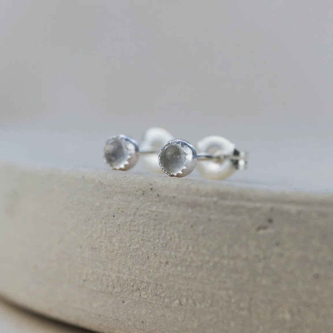 Sterling Silver Mini Gemstone Studs: Crystal Quartz