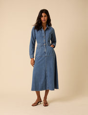 LEE TENCEL DENIM MIDI DRESS PLAIN