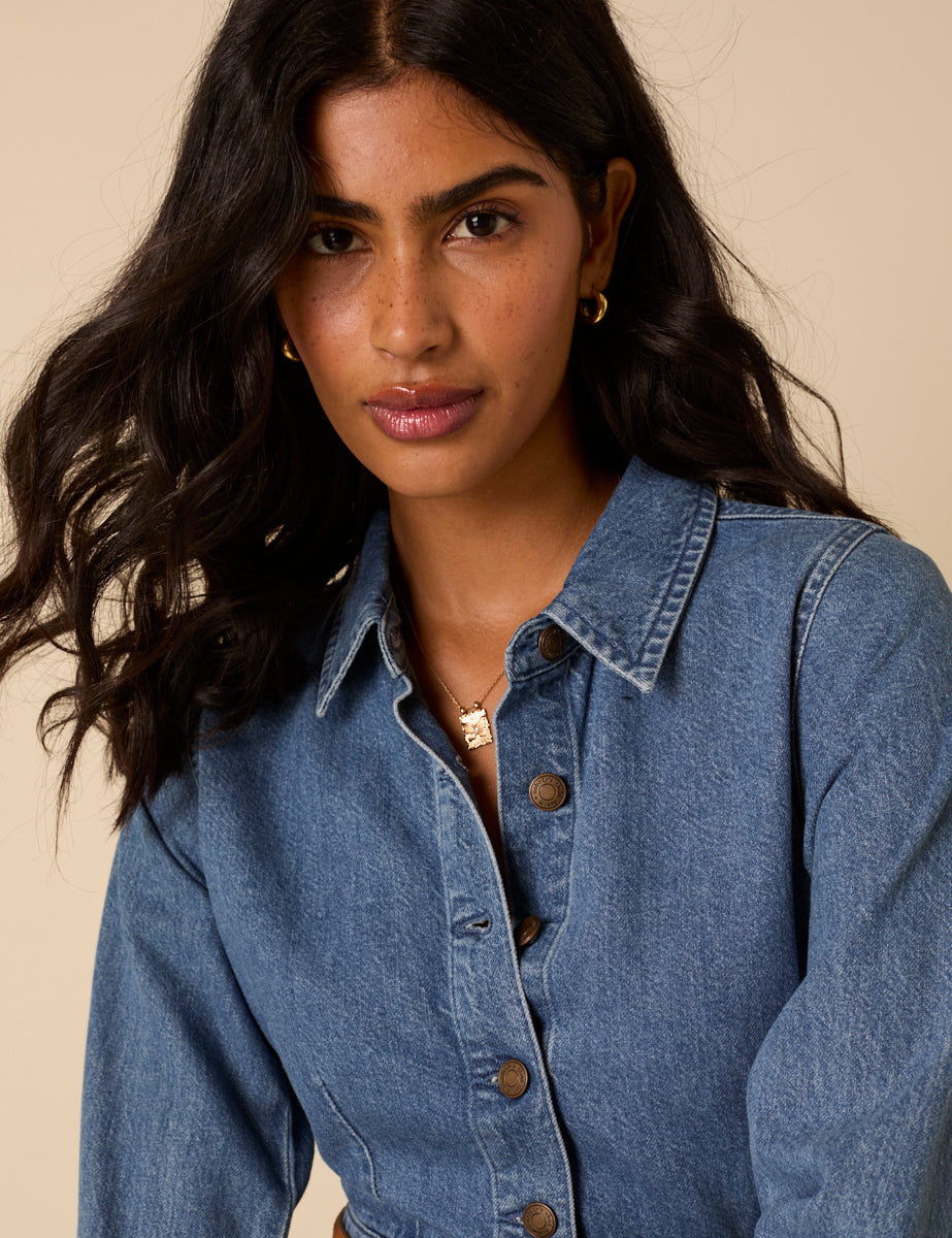 LEE TENCEL DENIM MIDI DRESS PLAIN