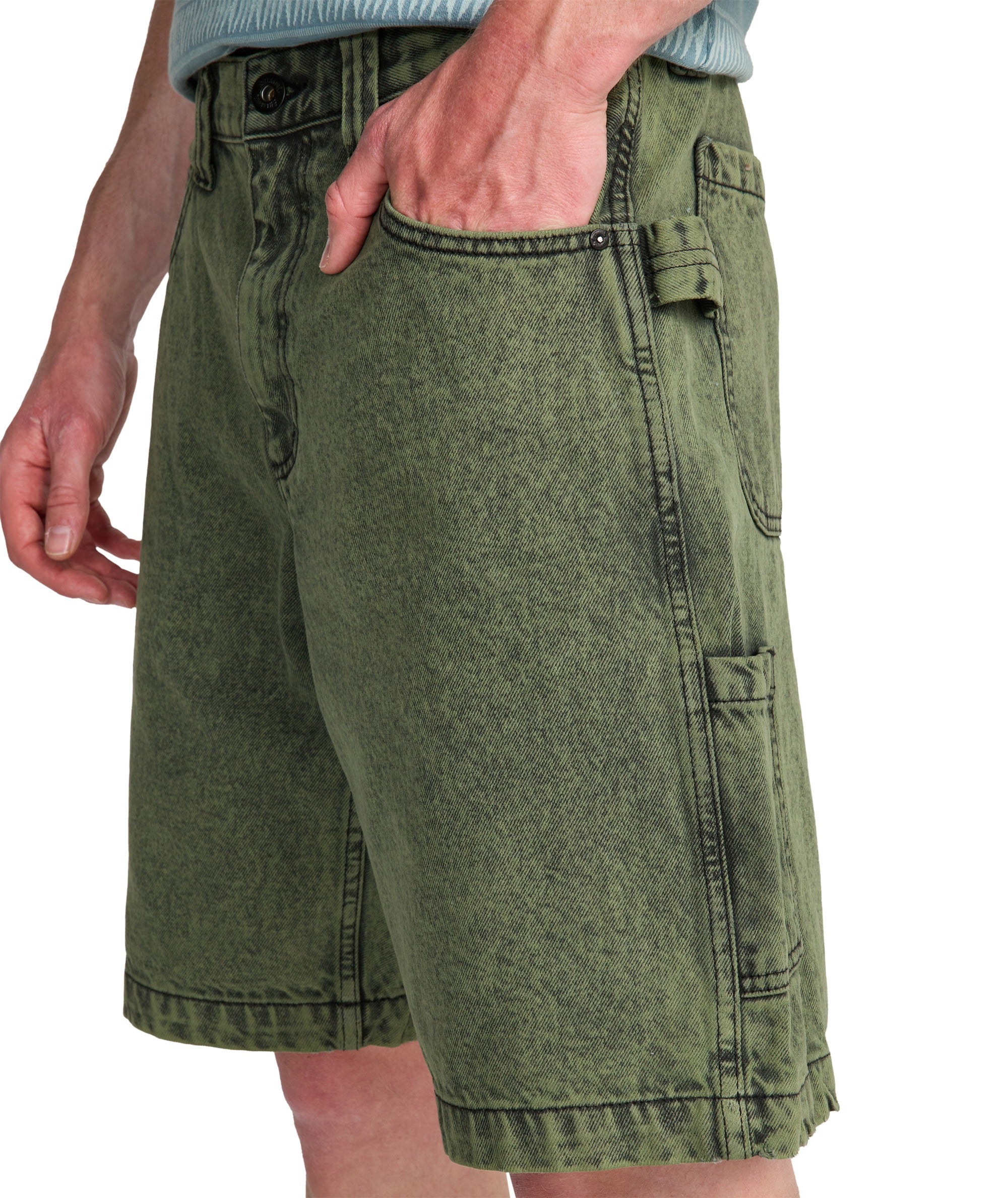 BAD DOG WORKWEAR DENIM SHORT - MOSS GREEN