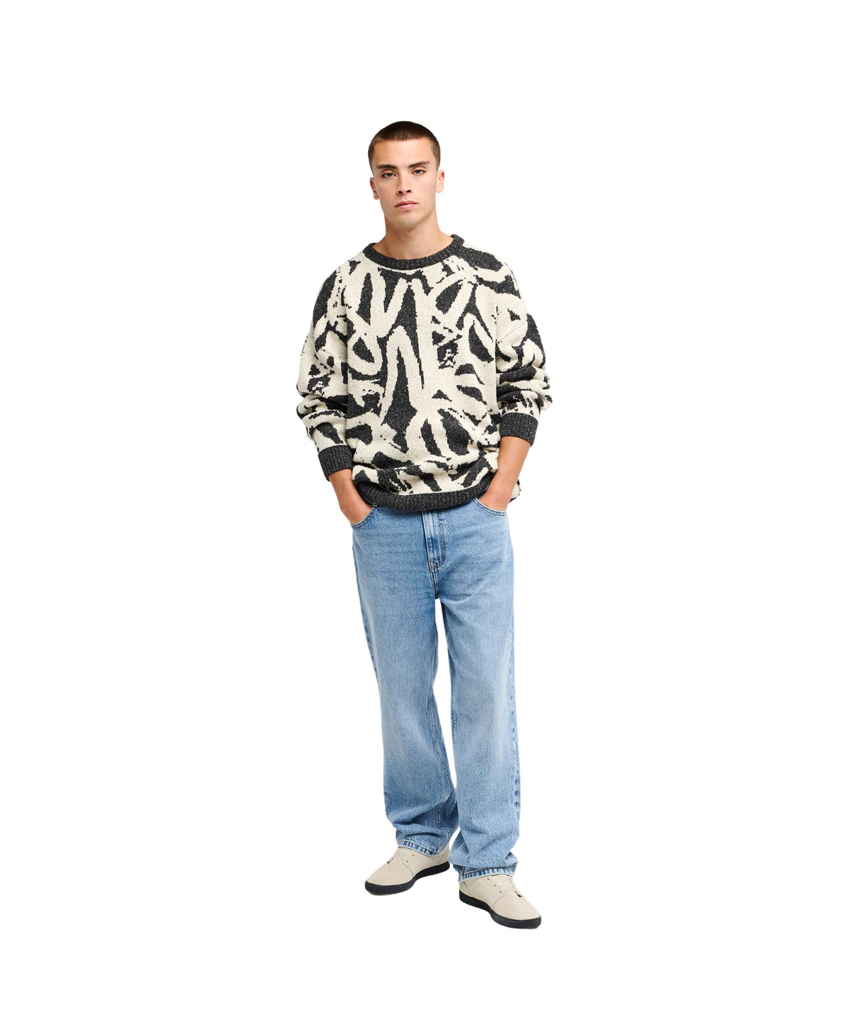 LIAM JACQUARD SWEATER - BONE