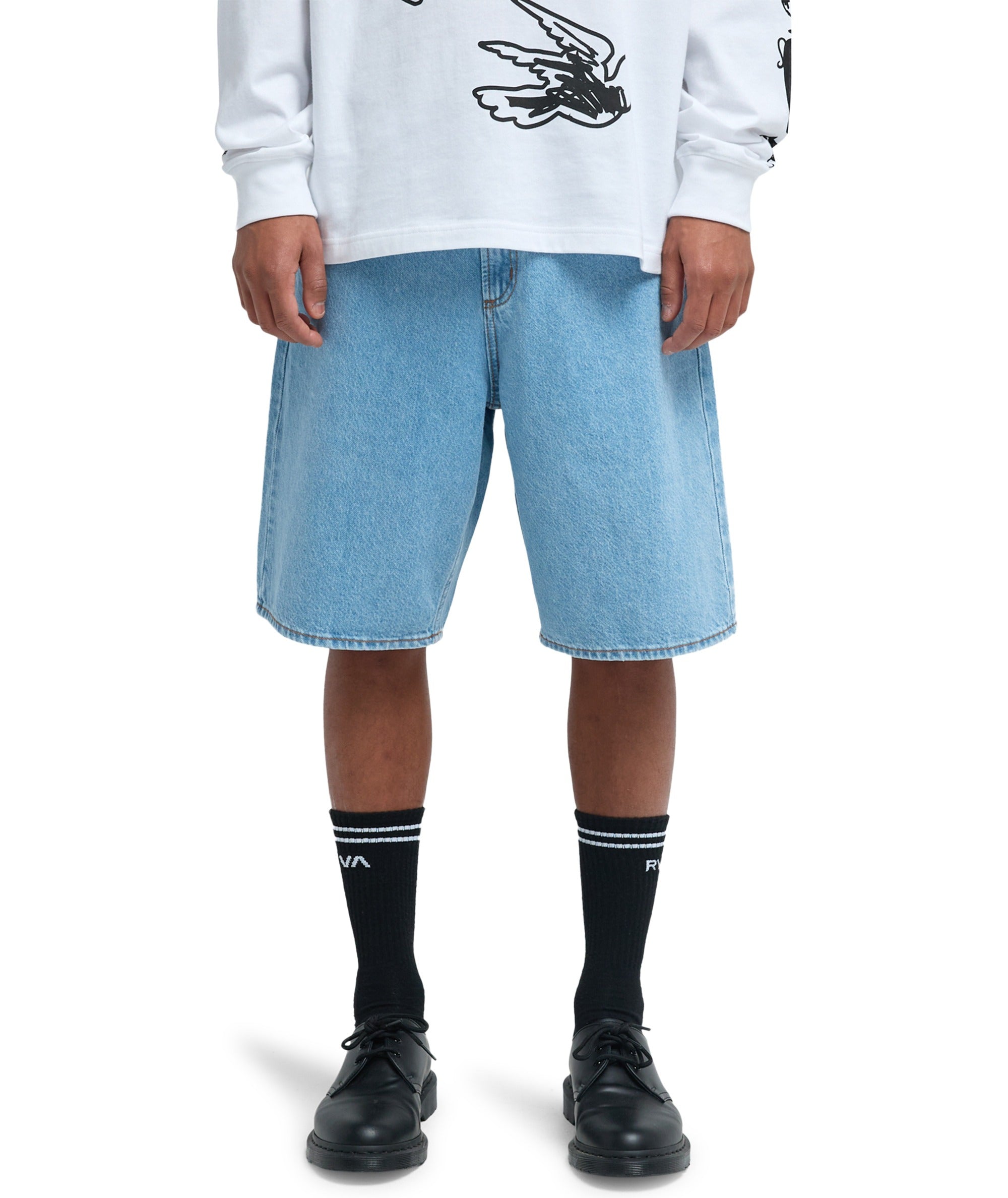 SKATE DENIM SHORT - BLEACH WASH