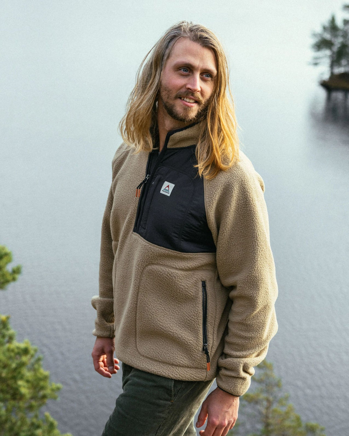 Offgrid 1/2 Zip Recycled Sherpa Fleece - Biscuit
