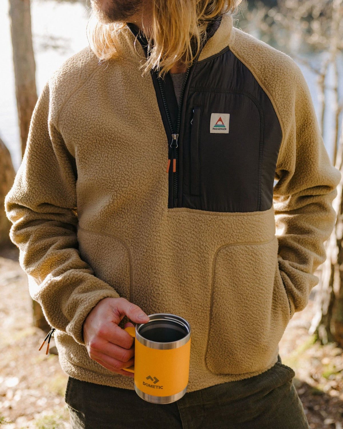 Offgrid 1/2 Zip Recycled Sherpa Fleece - Biscuit
