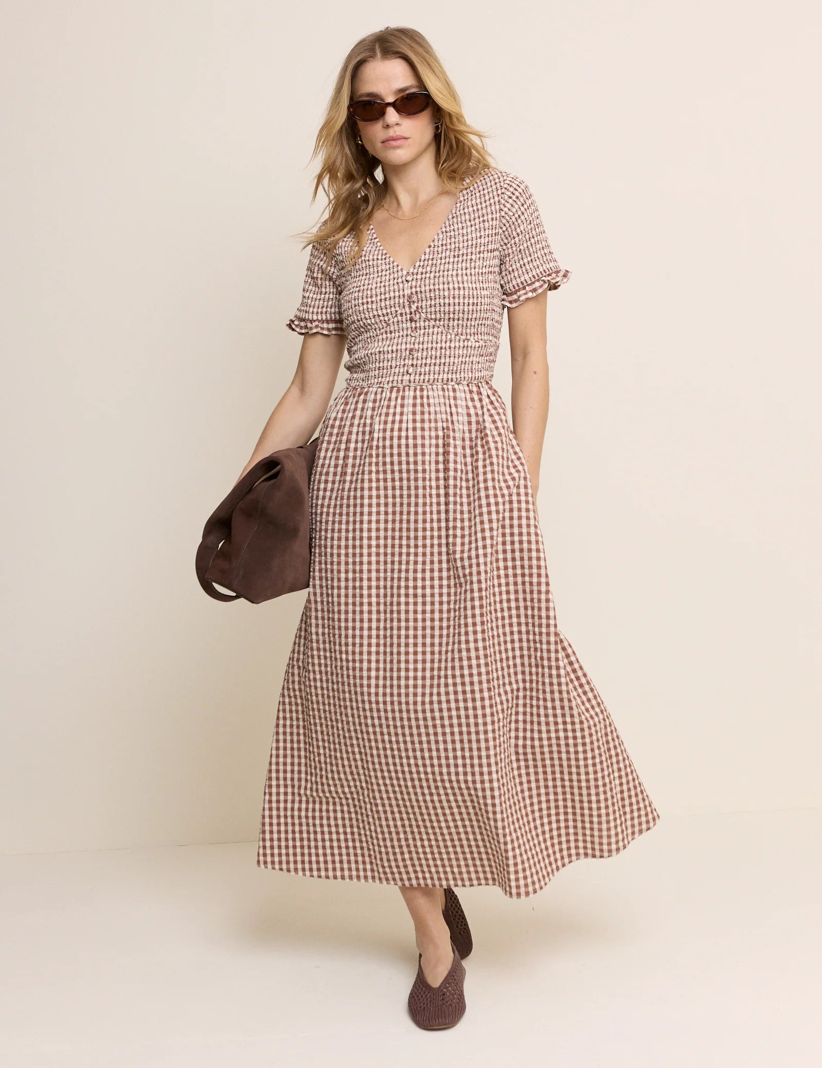 Eliza Midi Dress - Brown