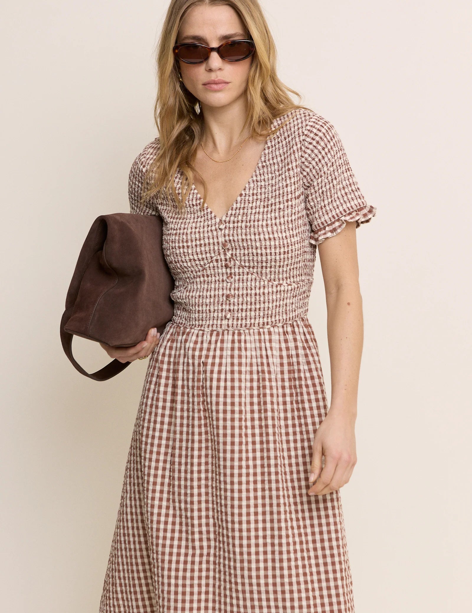 Eliza Midi Dress - Brown