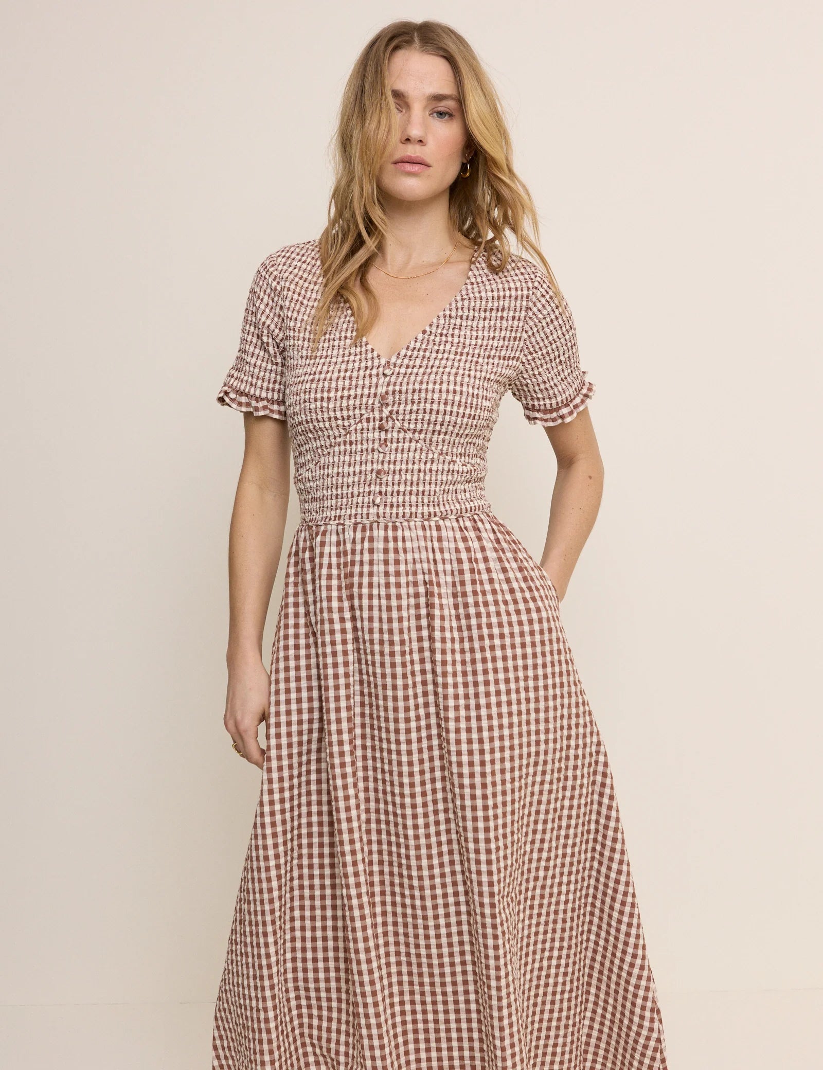 Eliza Midi Dress - Brown