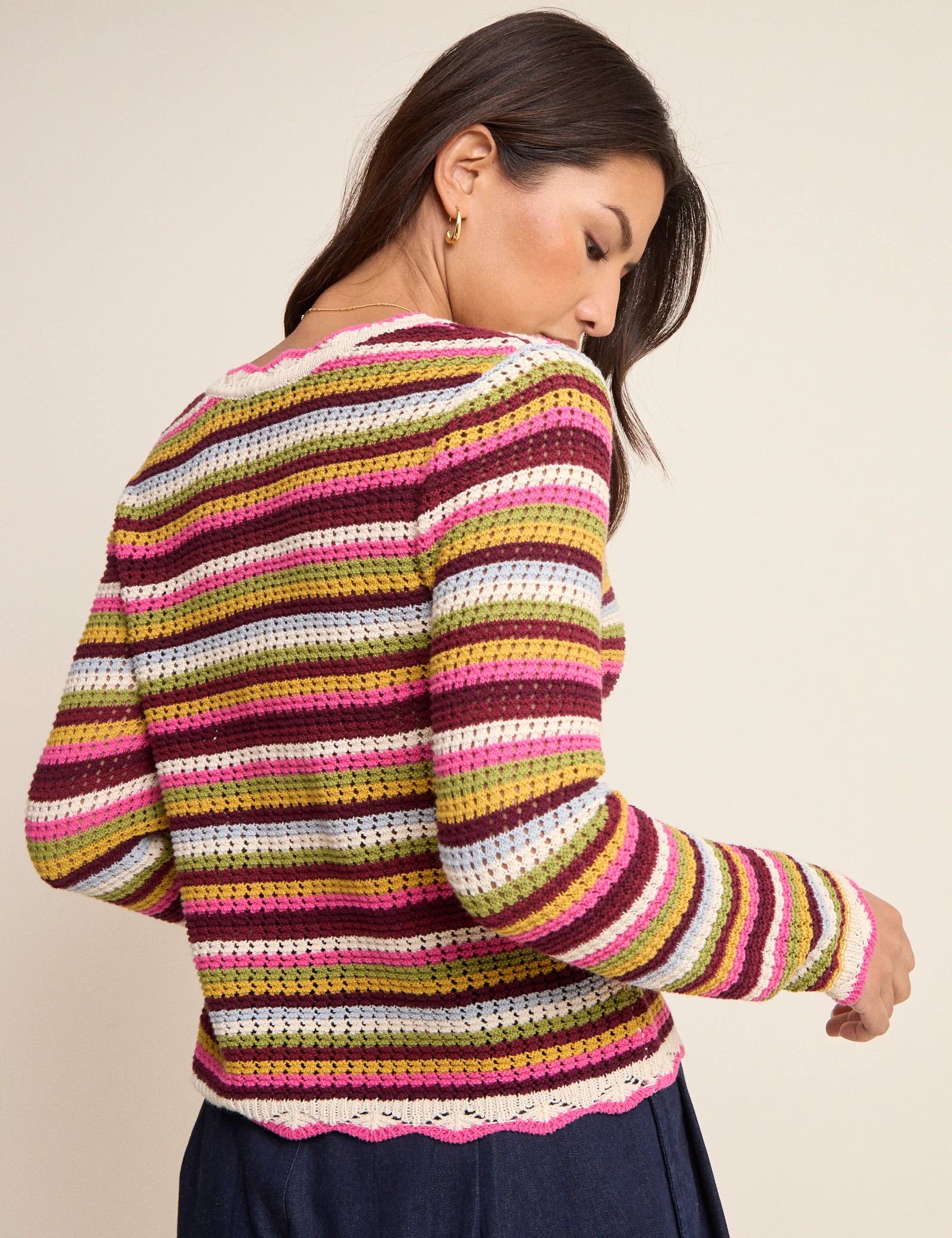 Stripe Crochet Cardigan - Multi