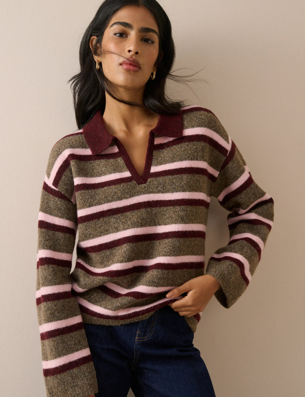 Open Collar Polo LS