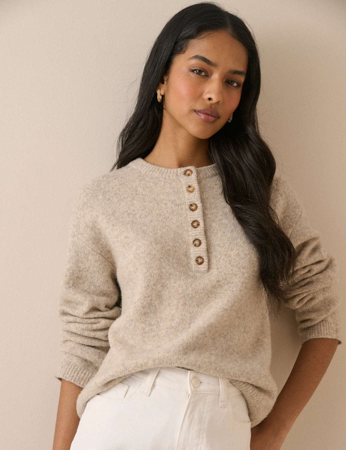 Henley Long Sleeve - Beige
