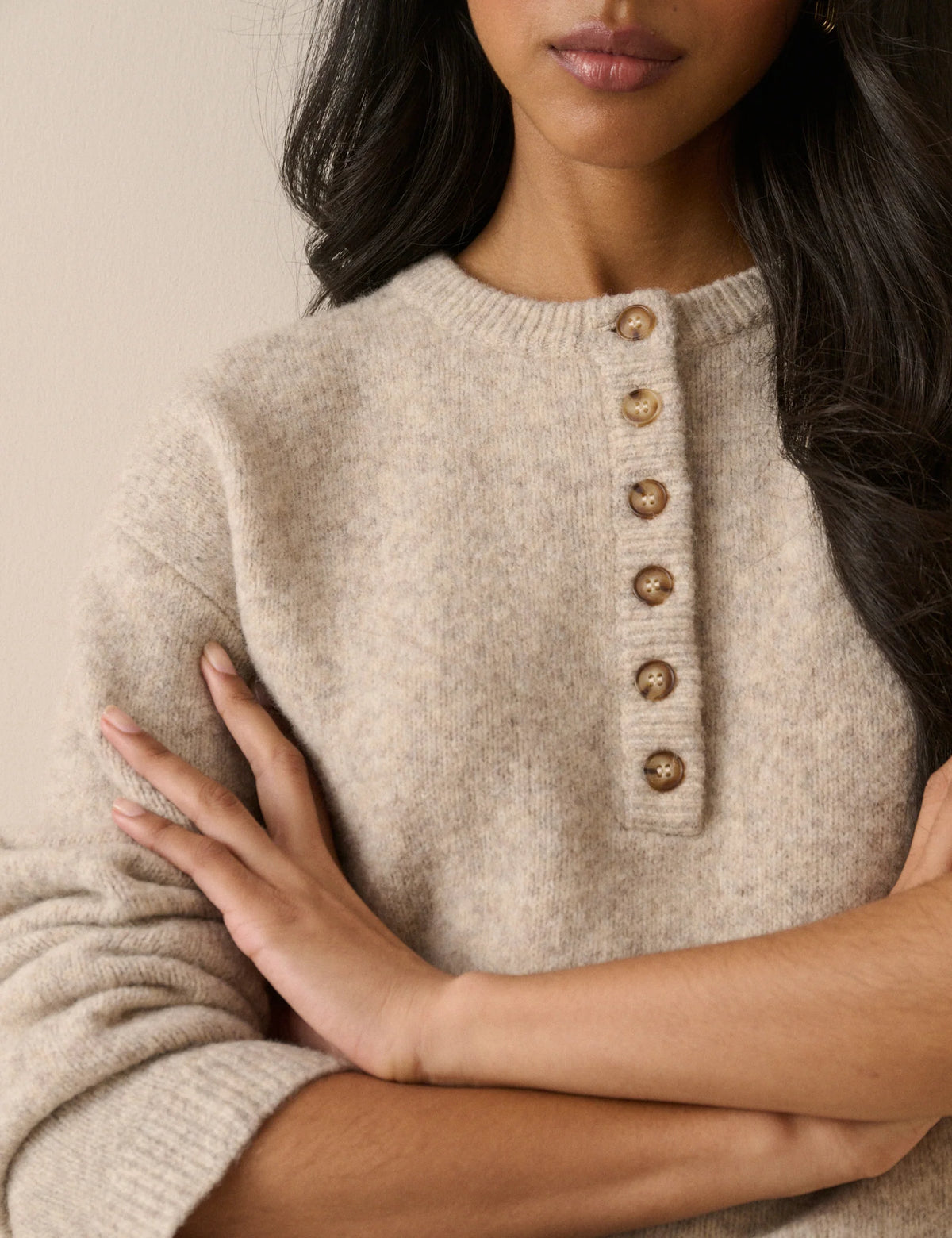 Henley Long Sleeve - Beige