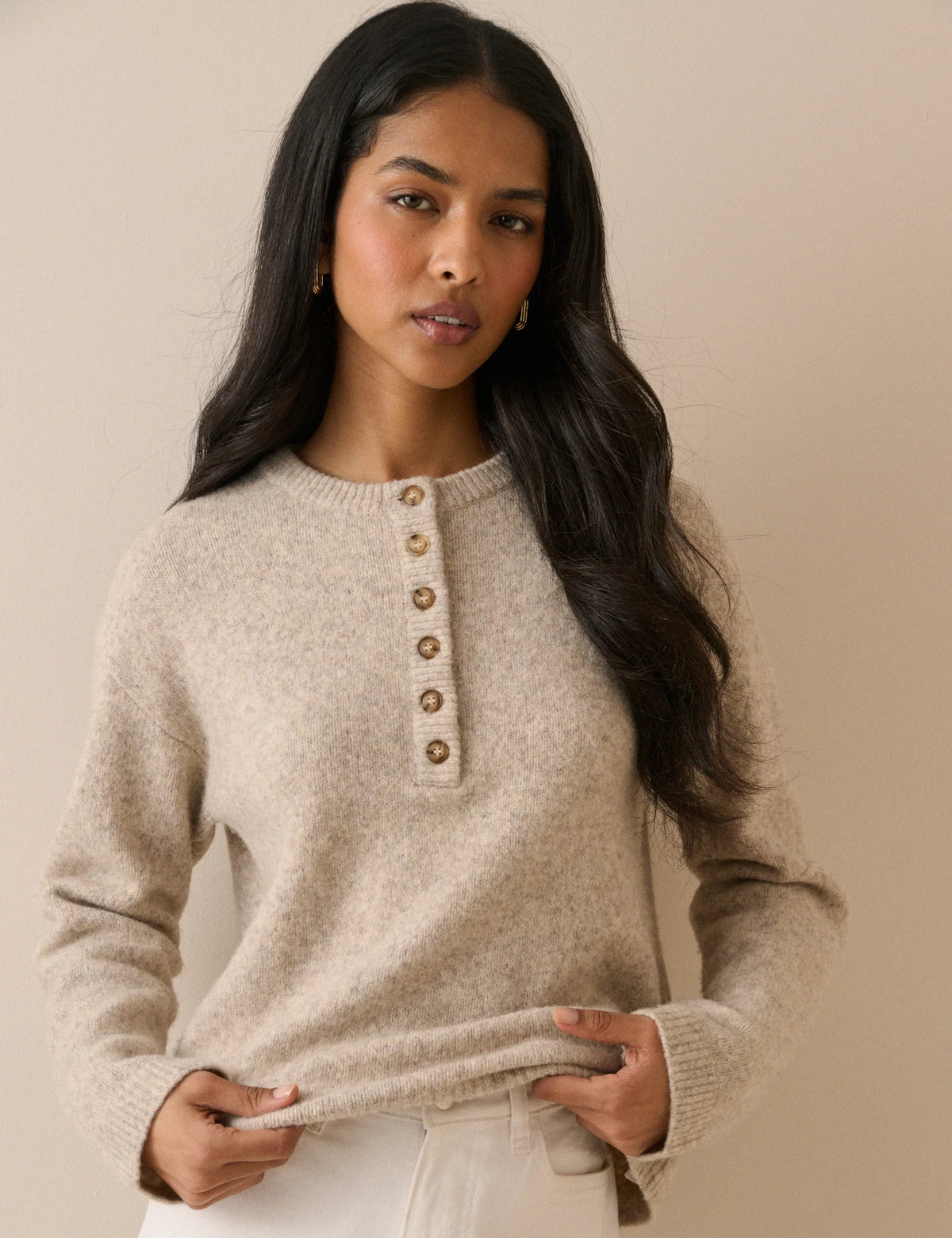 Henley Long Sleeve - Beige