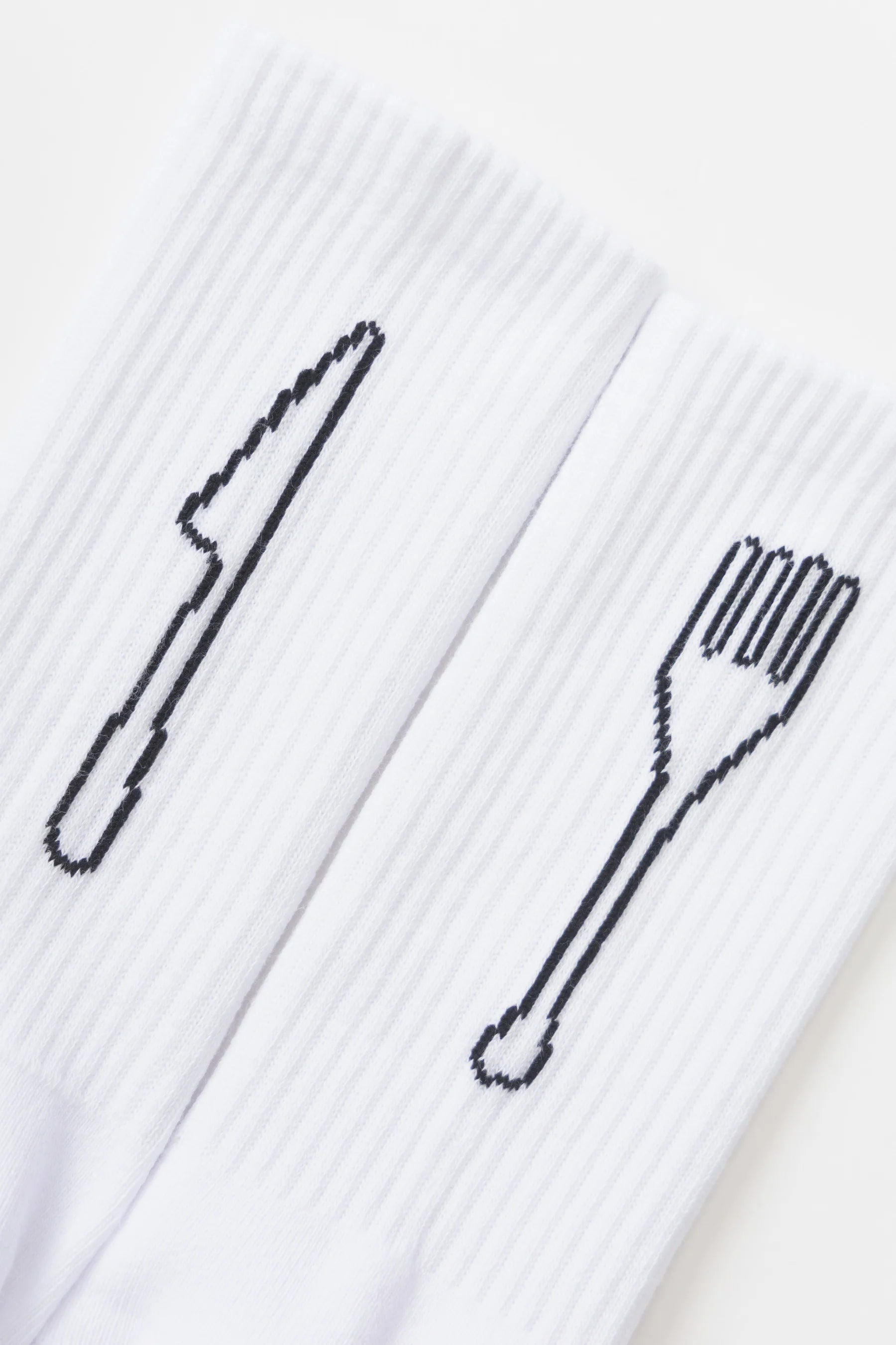 Knife & Fork Socks - White
