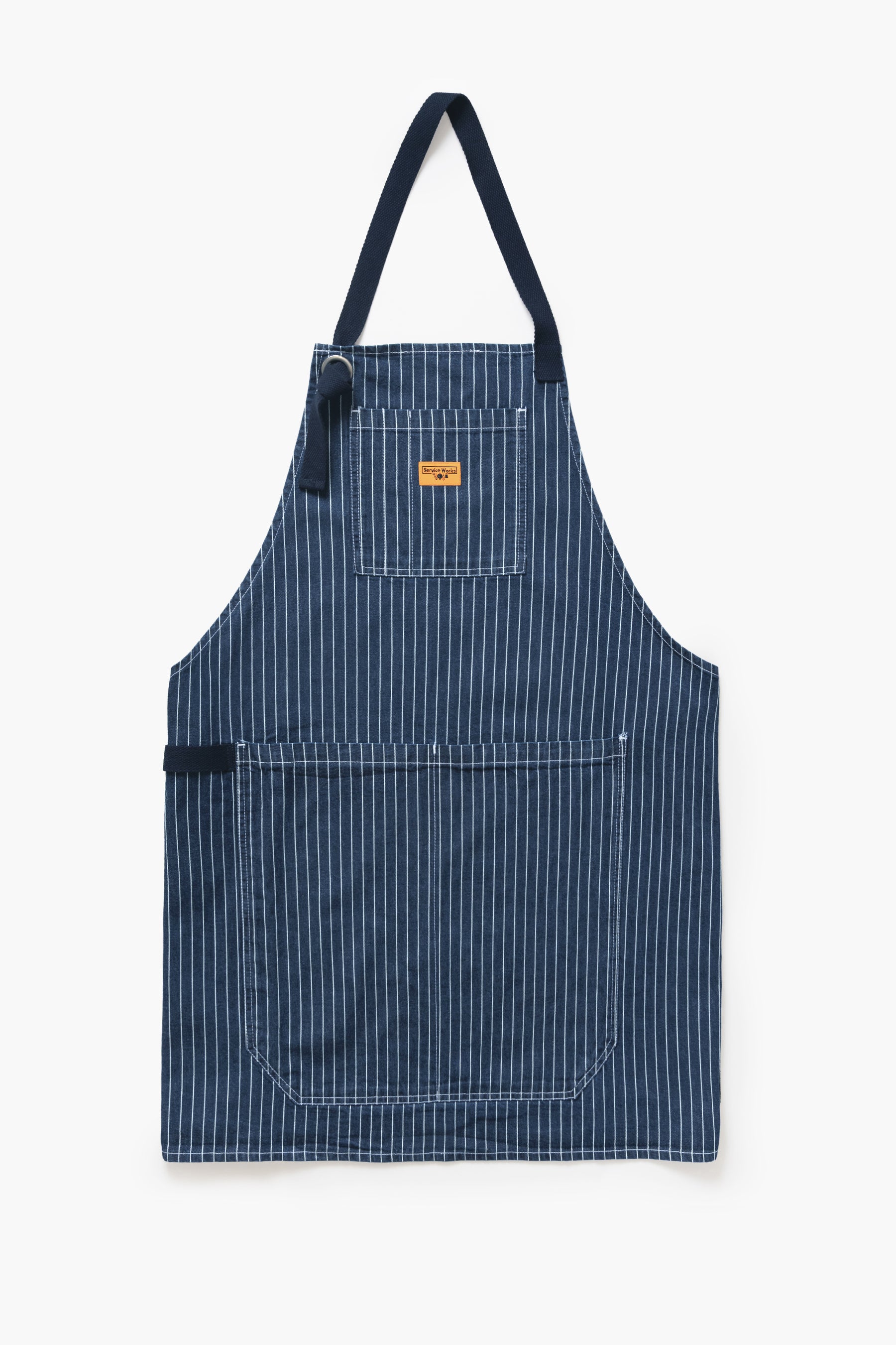 Pinstripe Denim Apron - Indigo