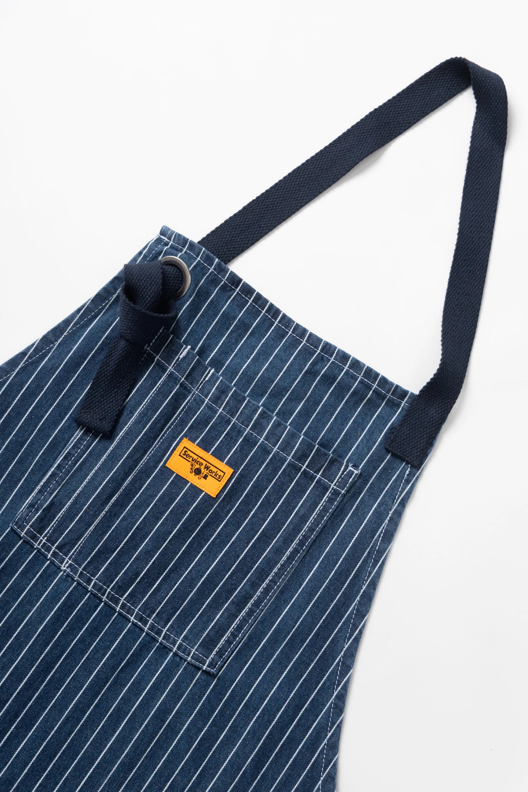 Pinstripe Denim Apron - Indigo